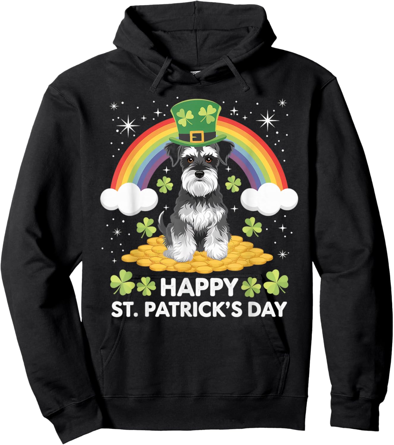 Mini Schnauzer on Miniature Schnauzer Dog St Patricks Day Men Women Kids Hoodie - Hoodie | Black