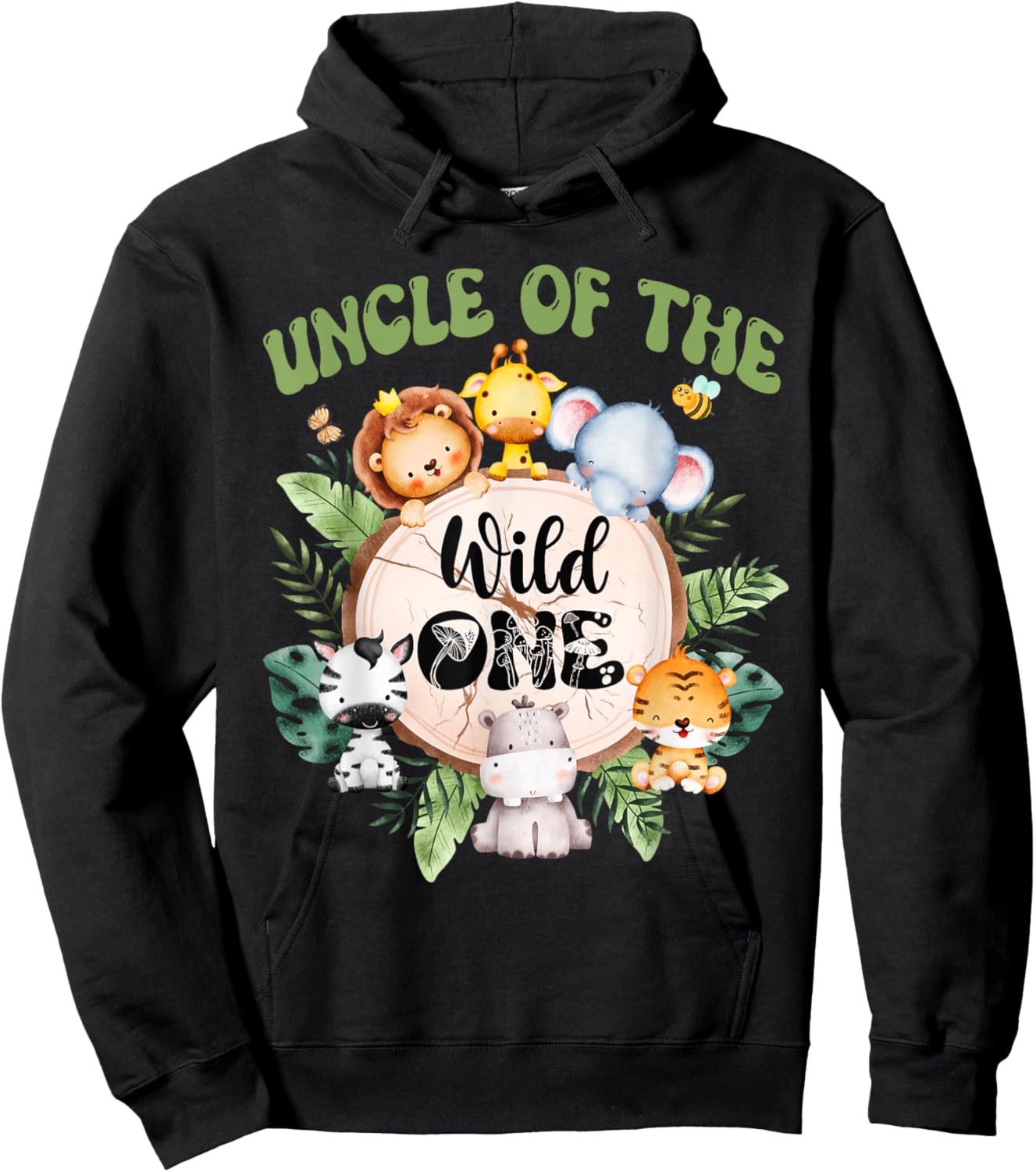Uncle Of The Wild One 1st Birthday Safari Family Matching Hoodie - Hoodie | Black