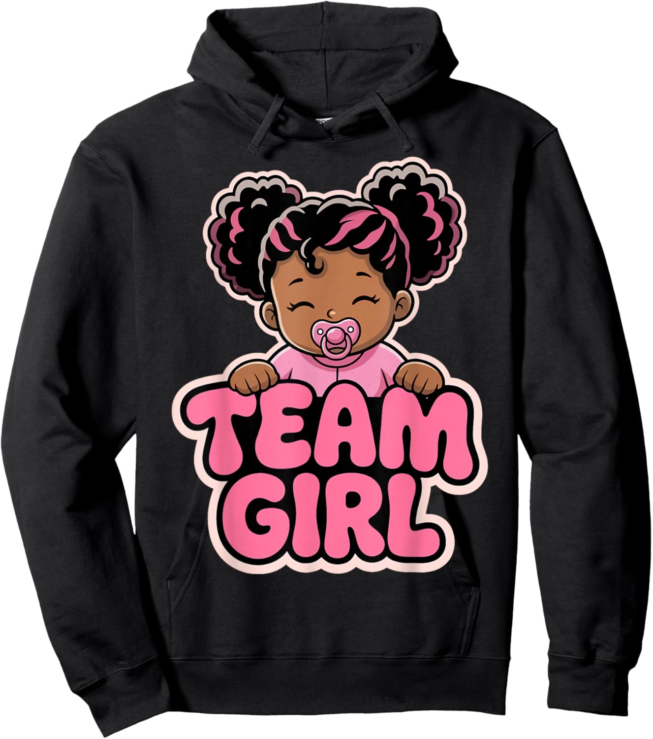 Gender Reveal Party Afro Team Girl Announcement Hoodie - Hoodie | Black