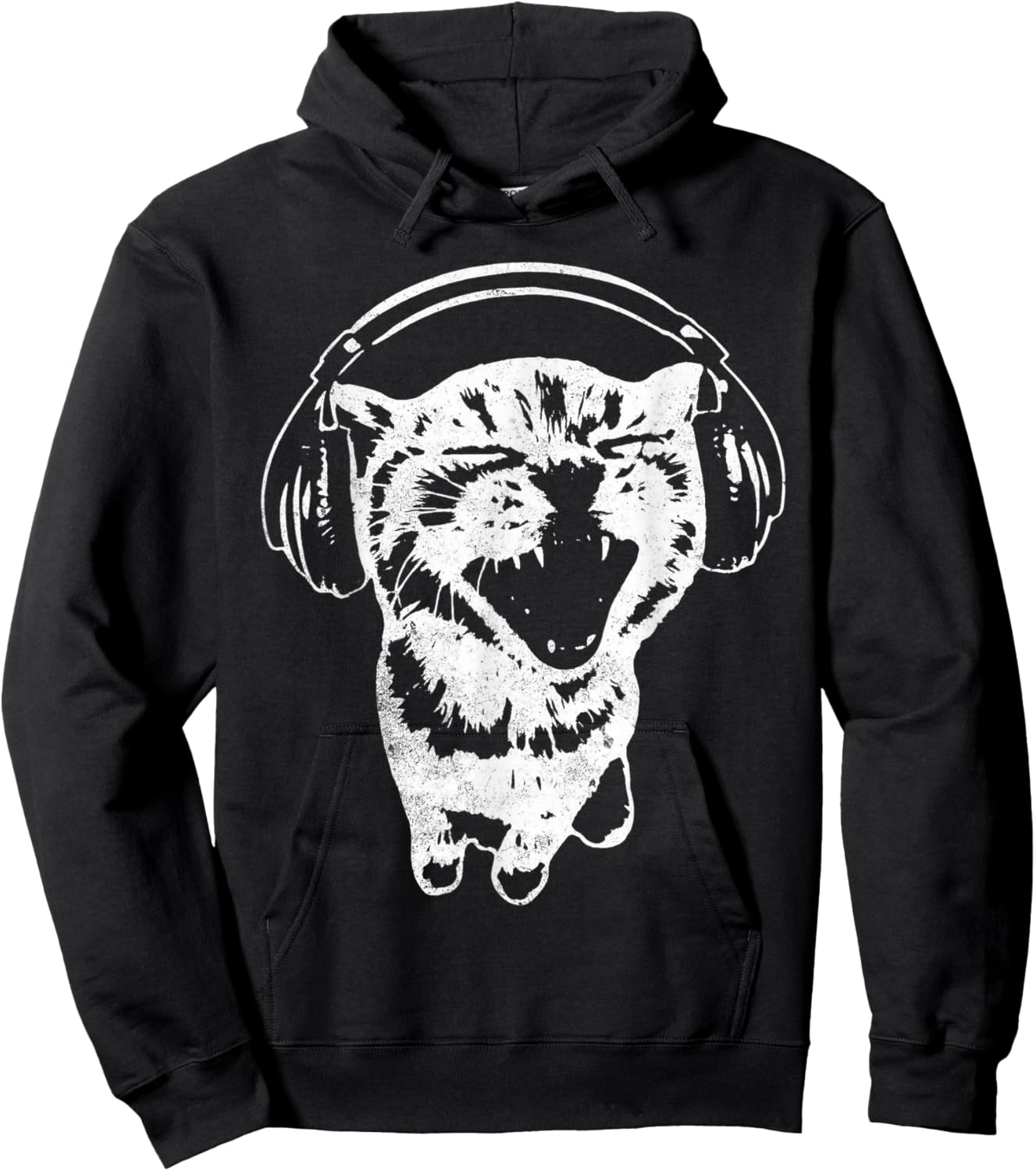 Cute Headphones Cat Y2K Hoodie - Hoodie | Black