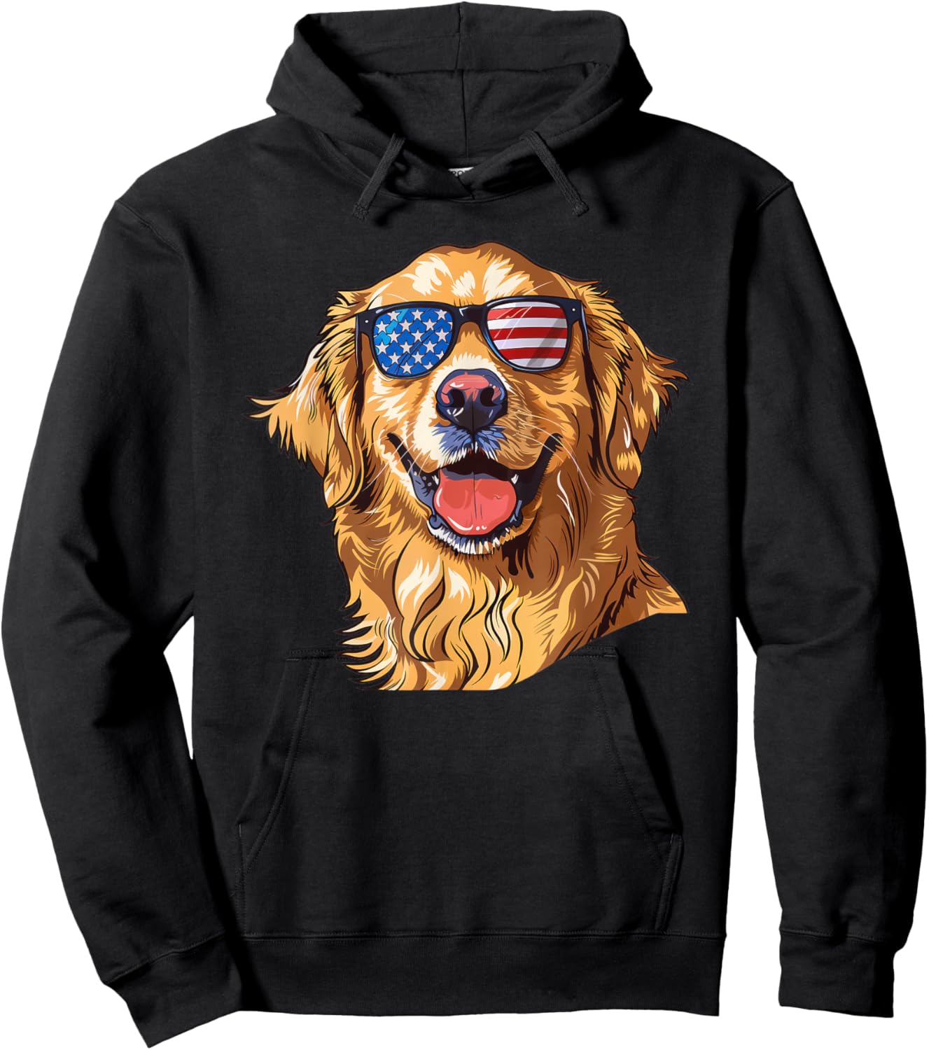 Golden Retriever Dog USA America Flag 4th of July Hoodie - Hoodie | Black