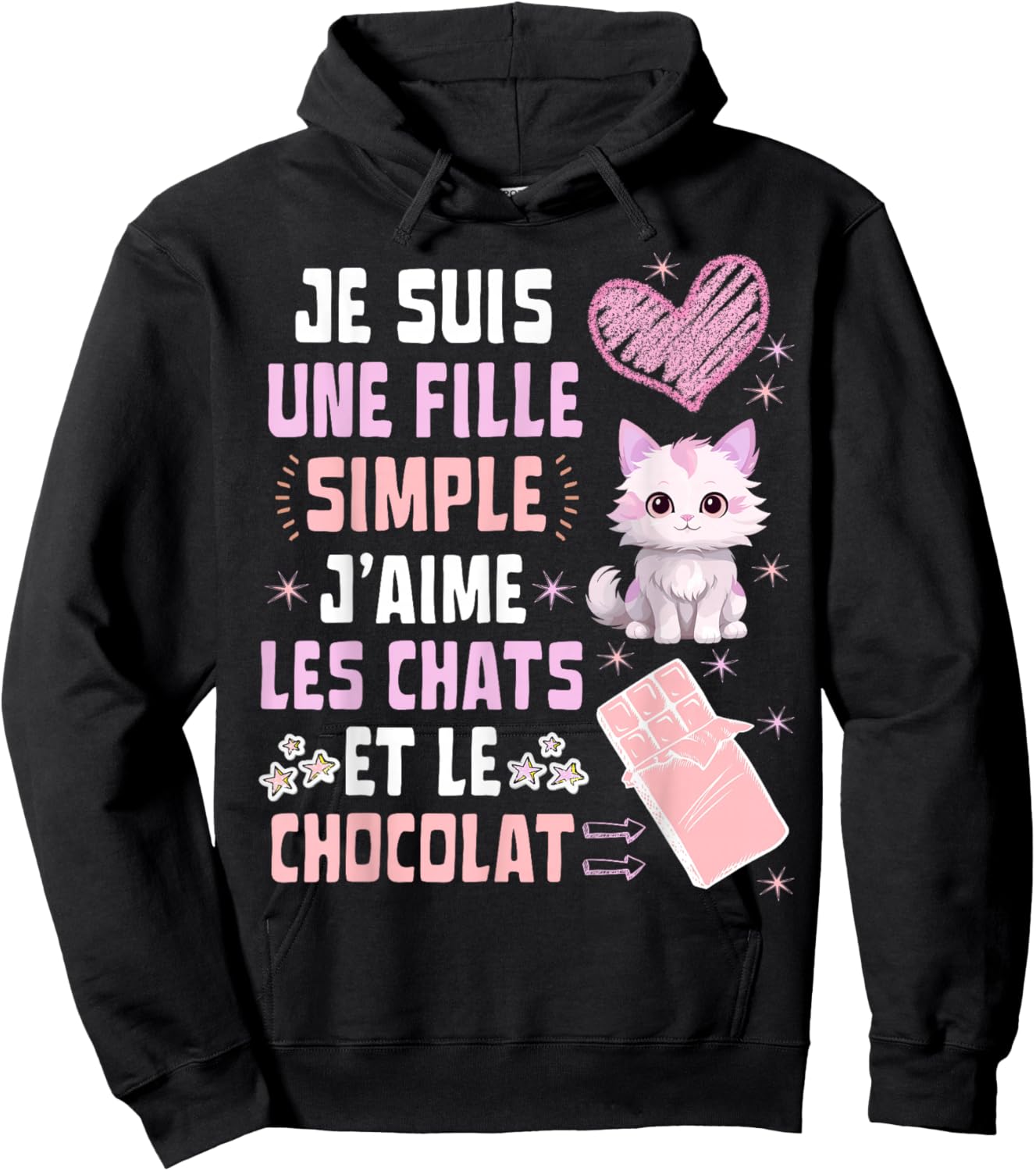 I Am A Simple Girl I Love Cats and Chocolate Hoodie - Hoodie | Black