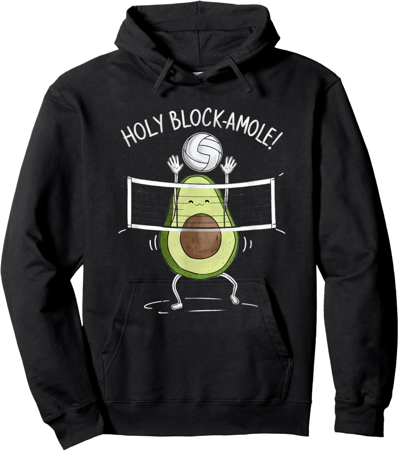 Holy Blockamole! Avocado Volleyball Fun Hoodie - Hoodie | Black