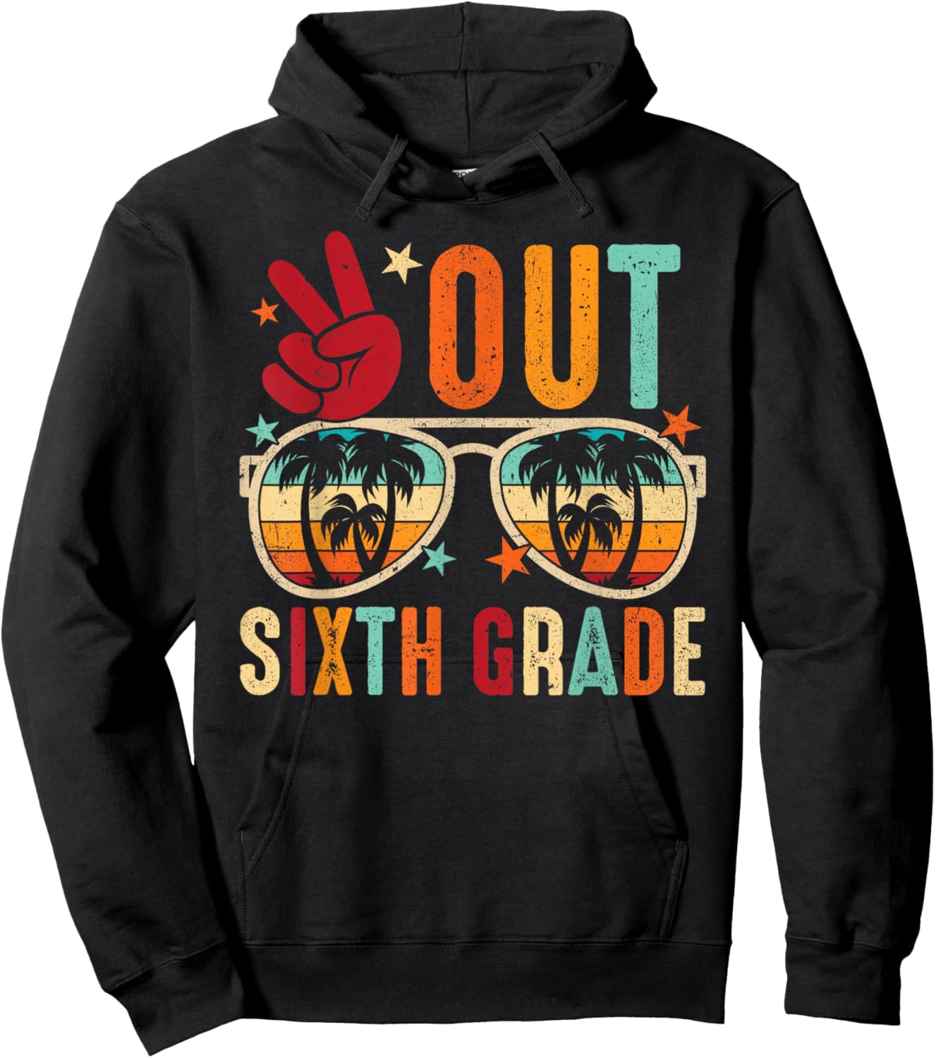 Vintage Peace Out 6th Grade Graduation Last Day Of School Hoodie - Hoodie | Black