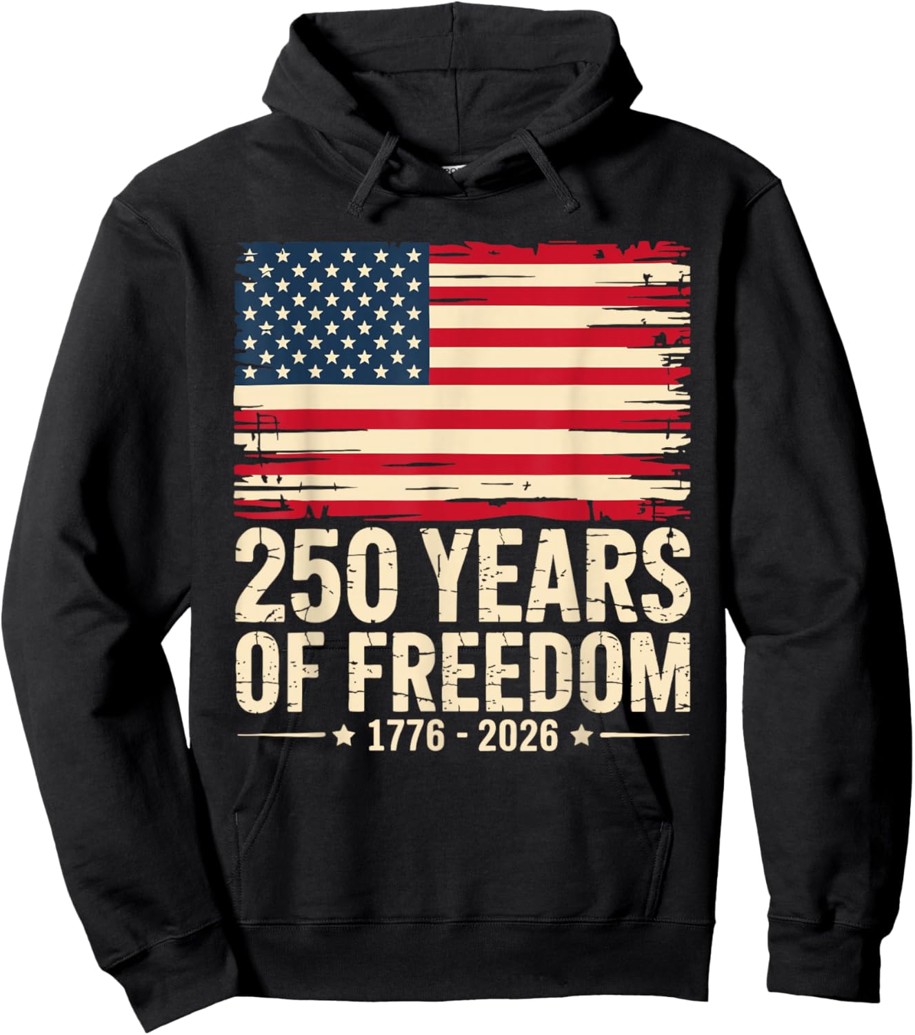 Vintage 250 Years of Freedom 1776-2026 4th July Patriotic Hoodie - Hoodie | Black