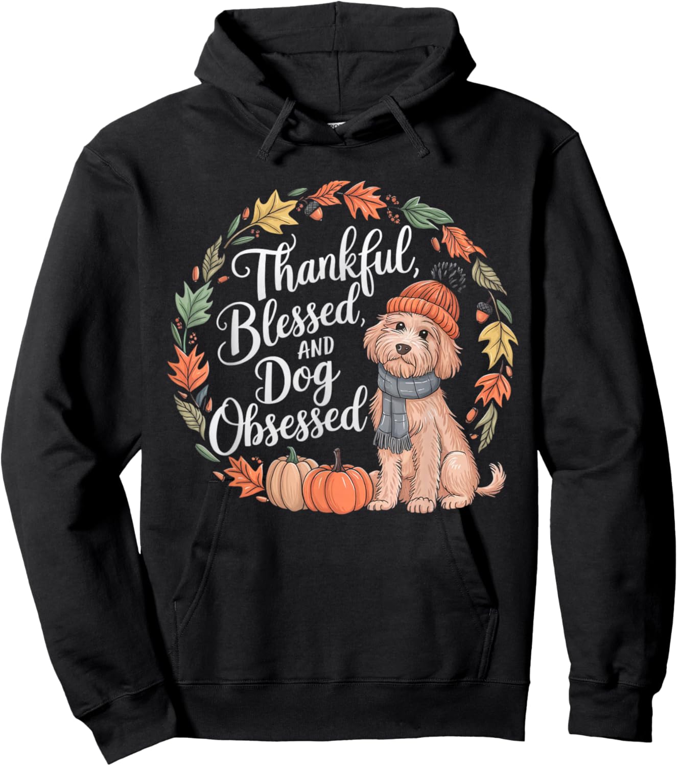 Goldendoodle Thanksgiving Pumpkin Dog Fall Leaf Autumn Hoodie - Hoodie | Black