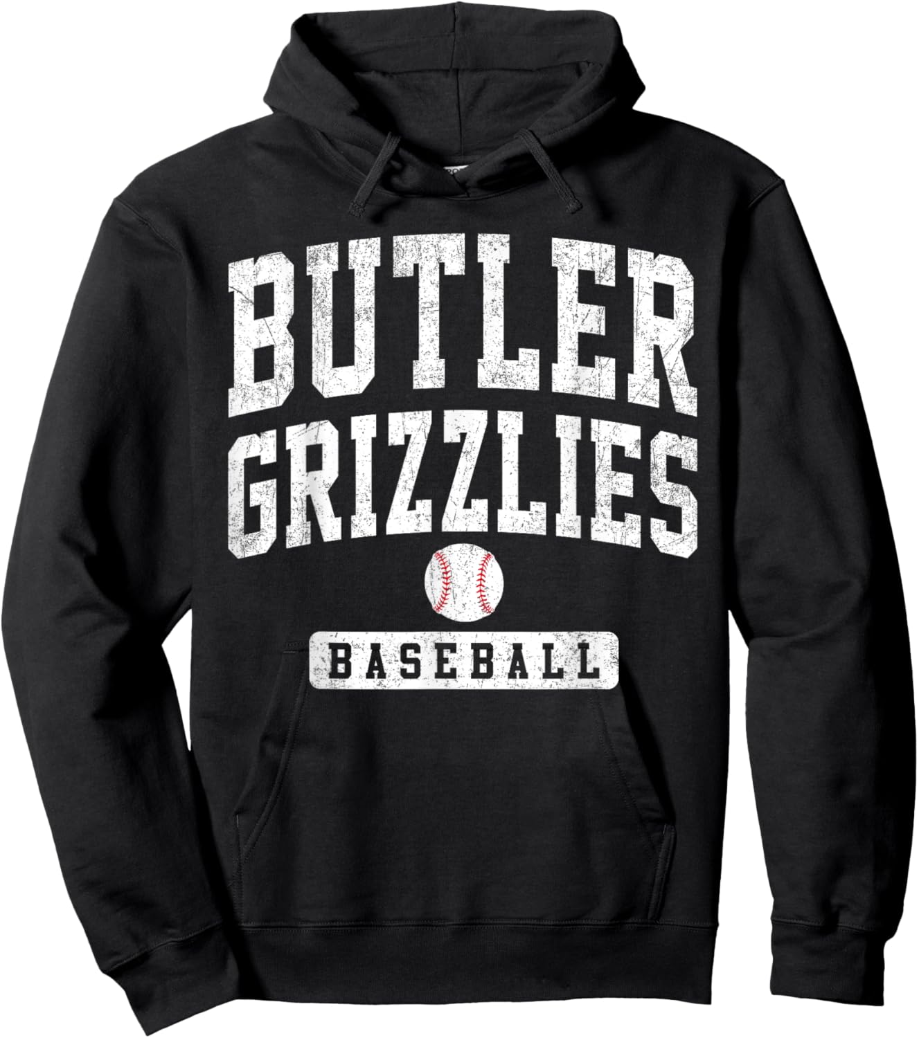 Butler Community College Grizzlies Baseball Arch Vintage Hoodie - Hoodie | Black