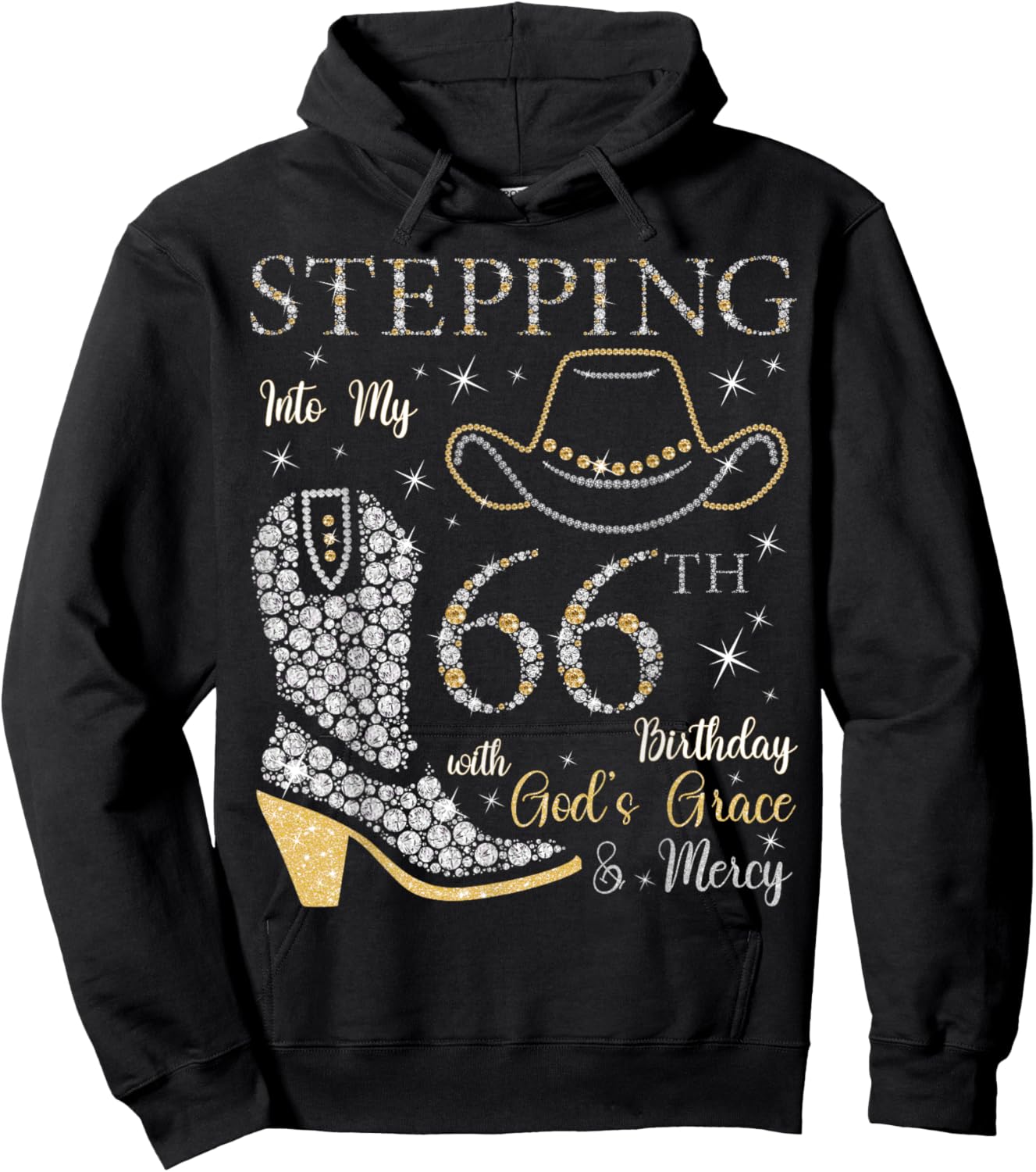 Stepping Into My 66th Birthday With God's Grace and Mercy Hoodie - Hoodie | Black