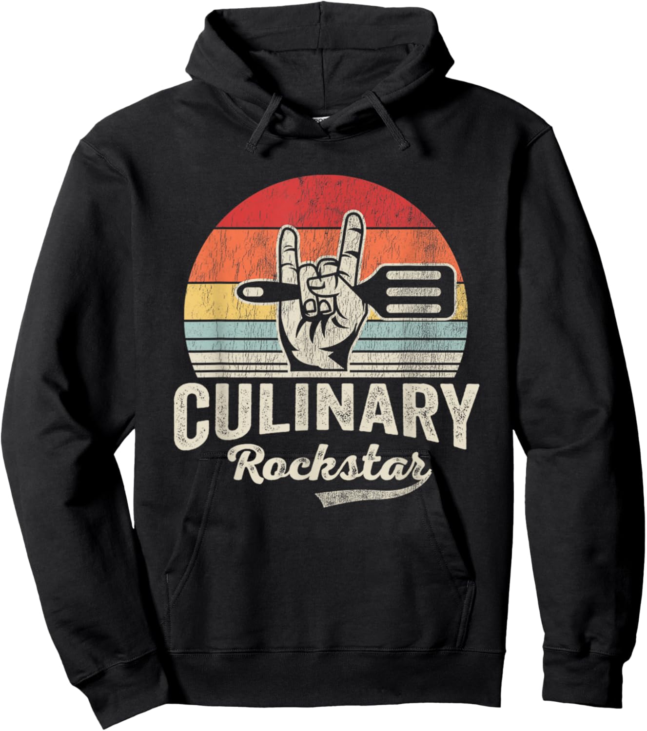 Culinary Rockstar Spatula Hand Sign Hoodie - Hoodie | Black