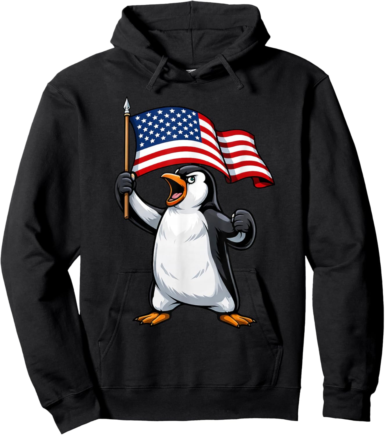 Penguin American Flag 4th of July Hoodie - Hoodie | Black