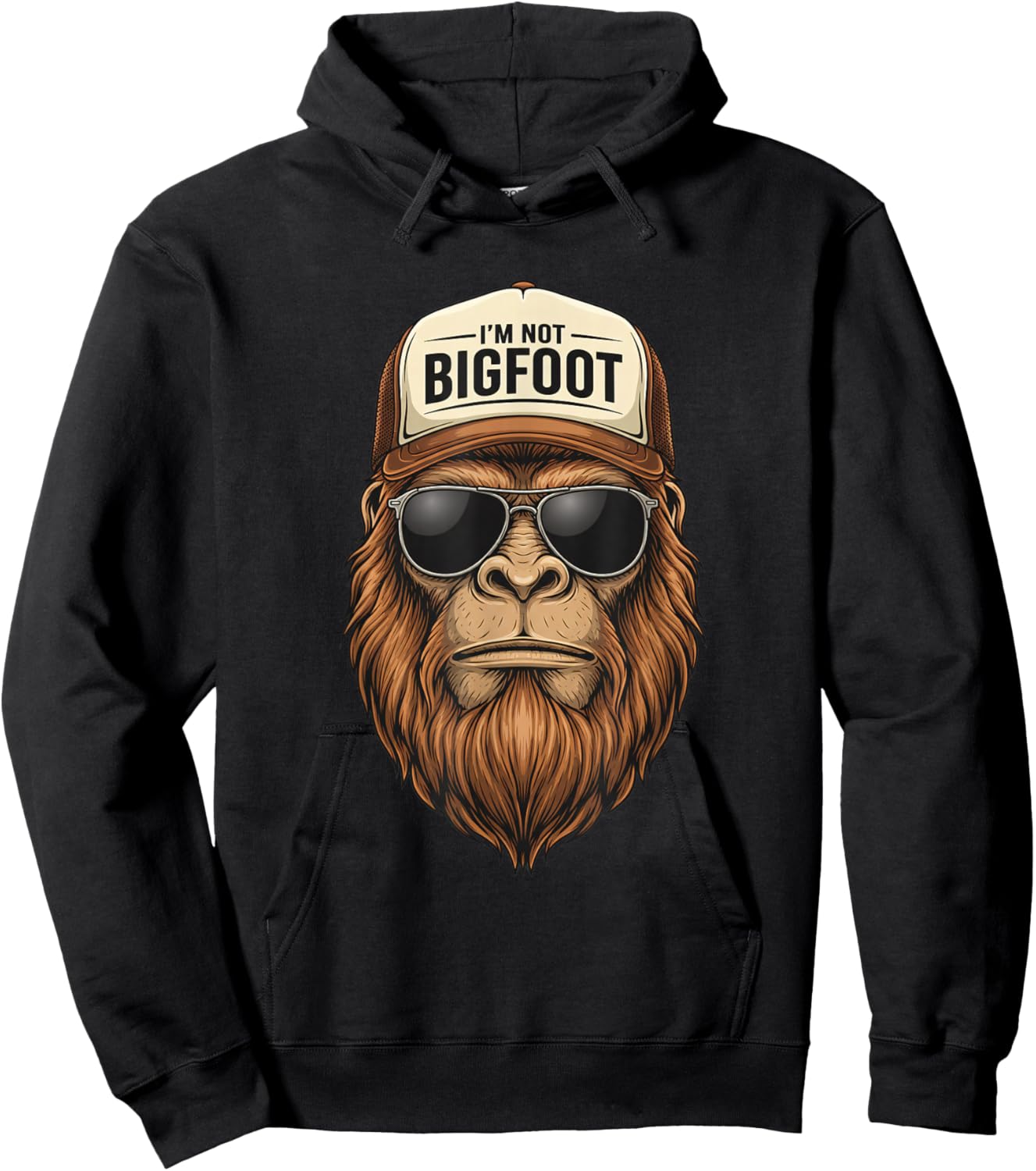 I'm Not Bigfoot Trucker Sasquatch Hat Retro Ape Graphic Hoodie - Hoodie | Black