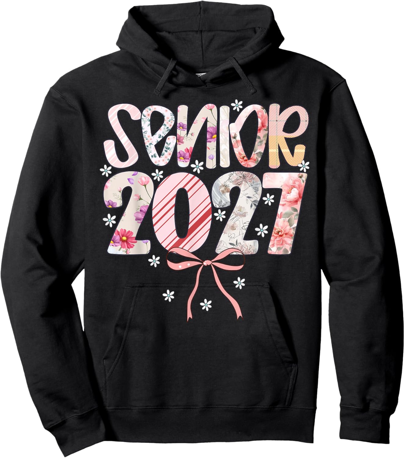 Senior 2027 Floral Class Graduation Hoodie - Hoodie | Black