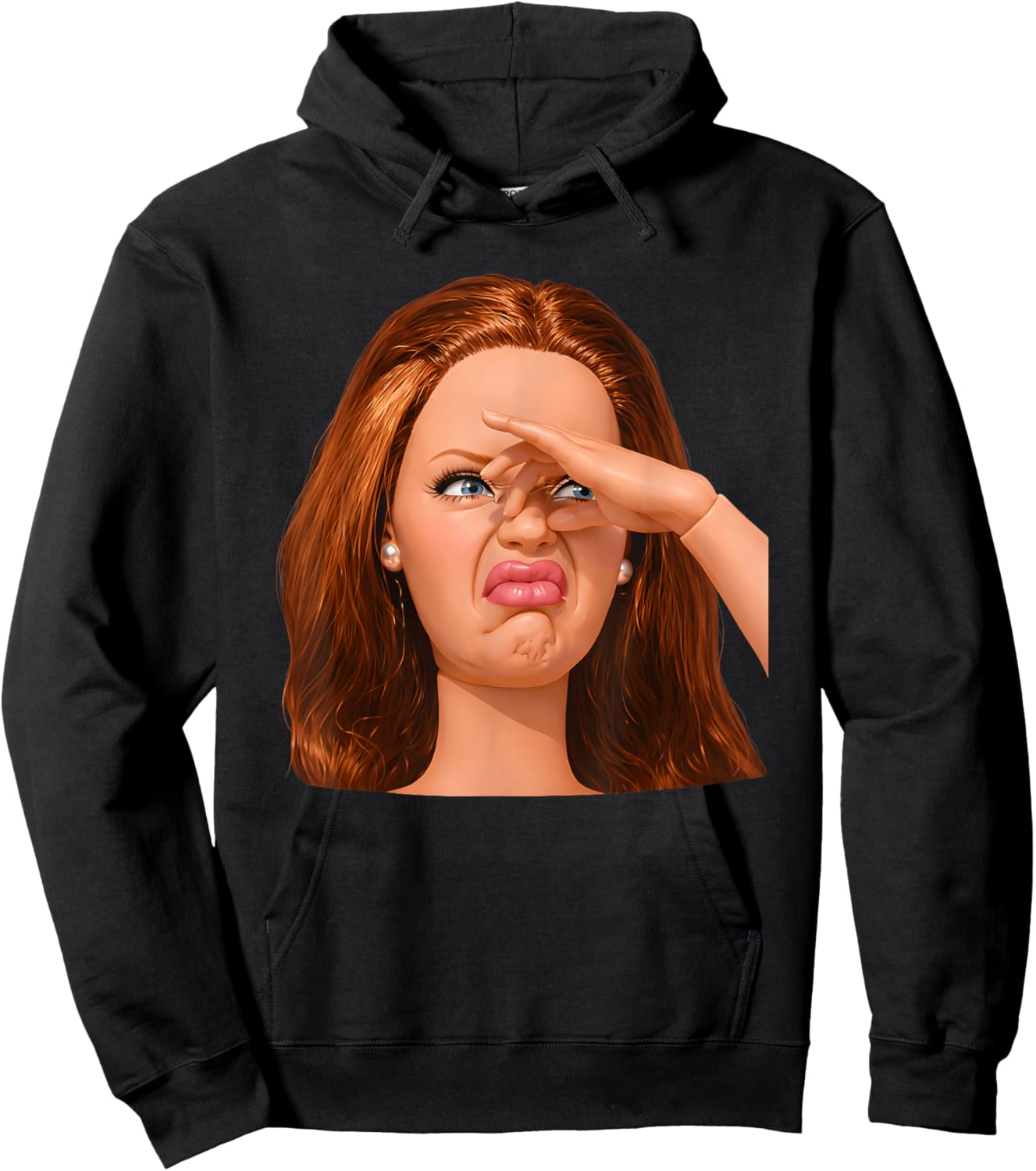 Funny Creepy Doll Face Meme Expression Hilarious Sarcastic Hoodie - Hoodie | Black