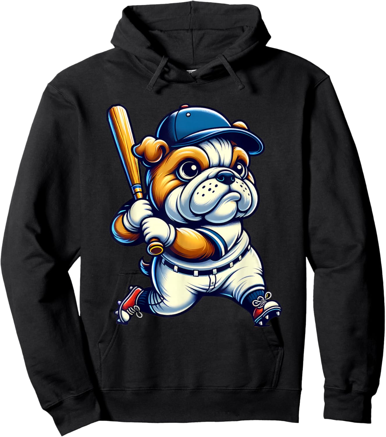 English Bulldog Baseball Player Dog Lover Men Women Kids Hoodie - Hoodie | Black