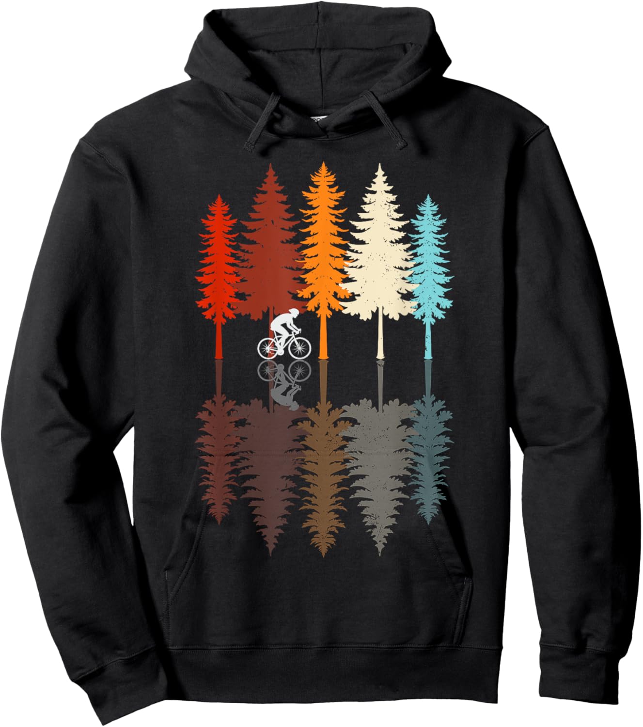 Vintage Cycling Retro Forest Road Bike Bicycle Bicycling Hoodie - Hoodie | Black