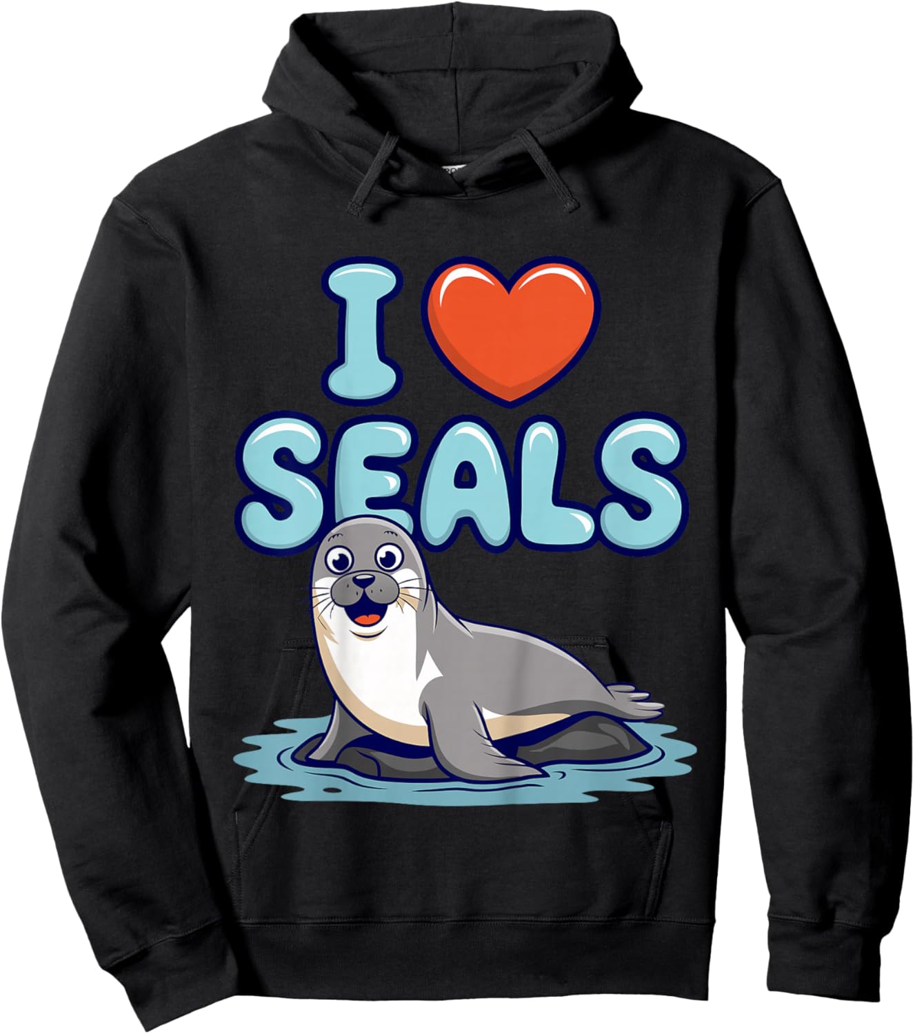 Kids I Love Seals Kids Hoodie - Hoodie | Black