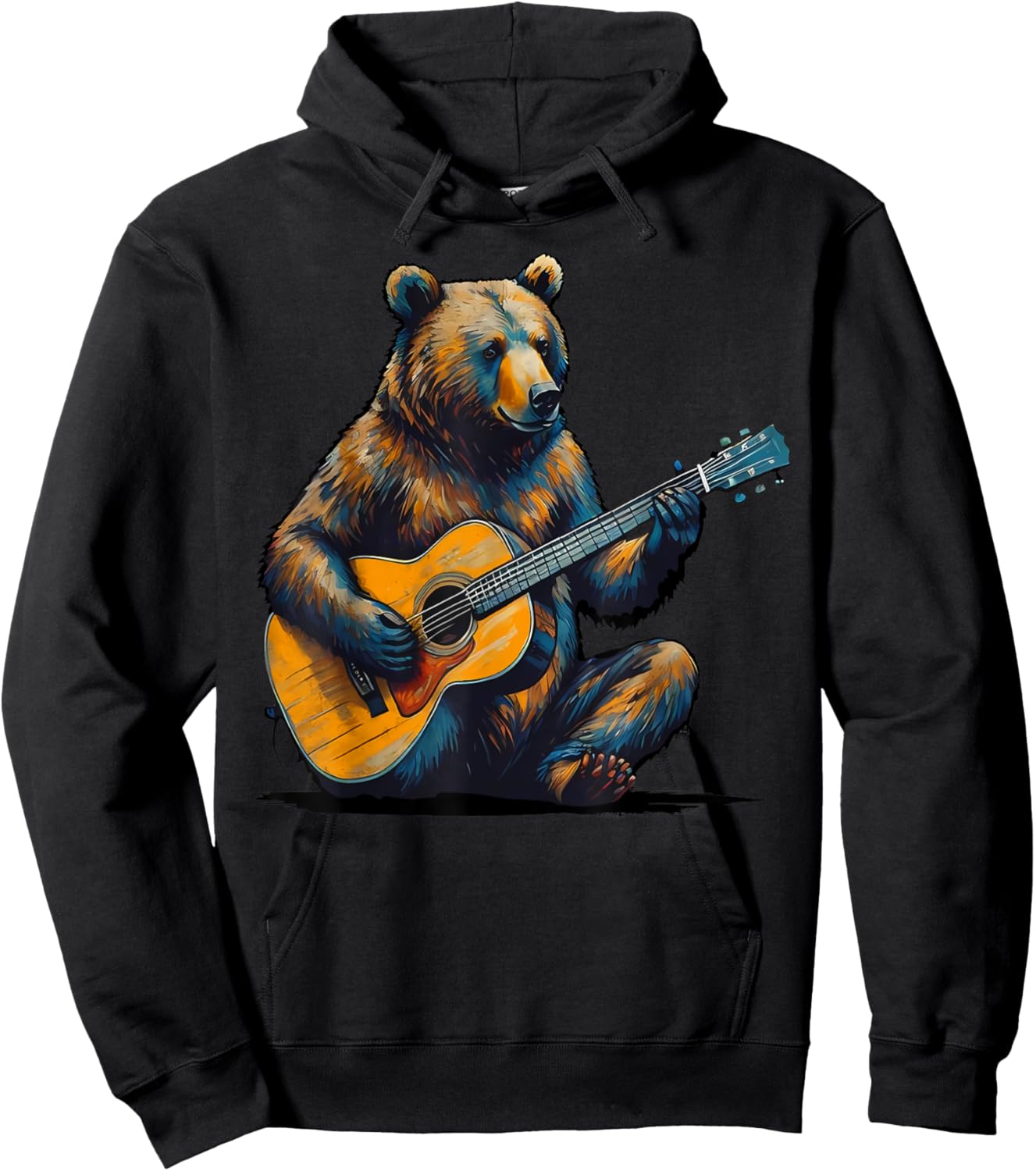 Bear Playing Guitar Abstract Funny Guitar Bear Music Hoodie - Hoodie | Black