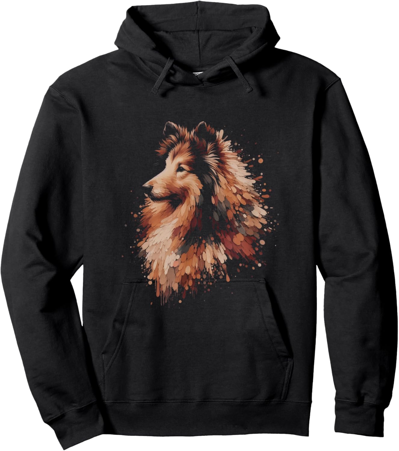 Artistic Shetland Sheepdog Drawing Art Sheltie Design Hoodie - Hoodie | Black