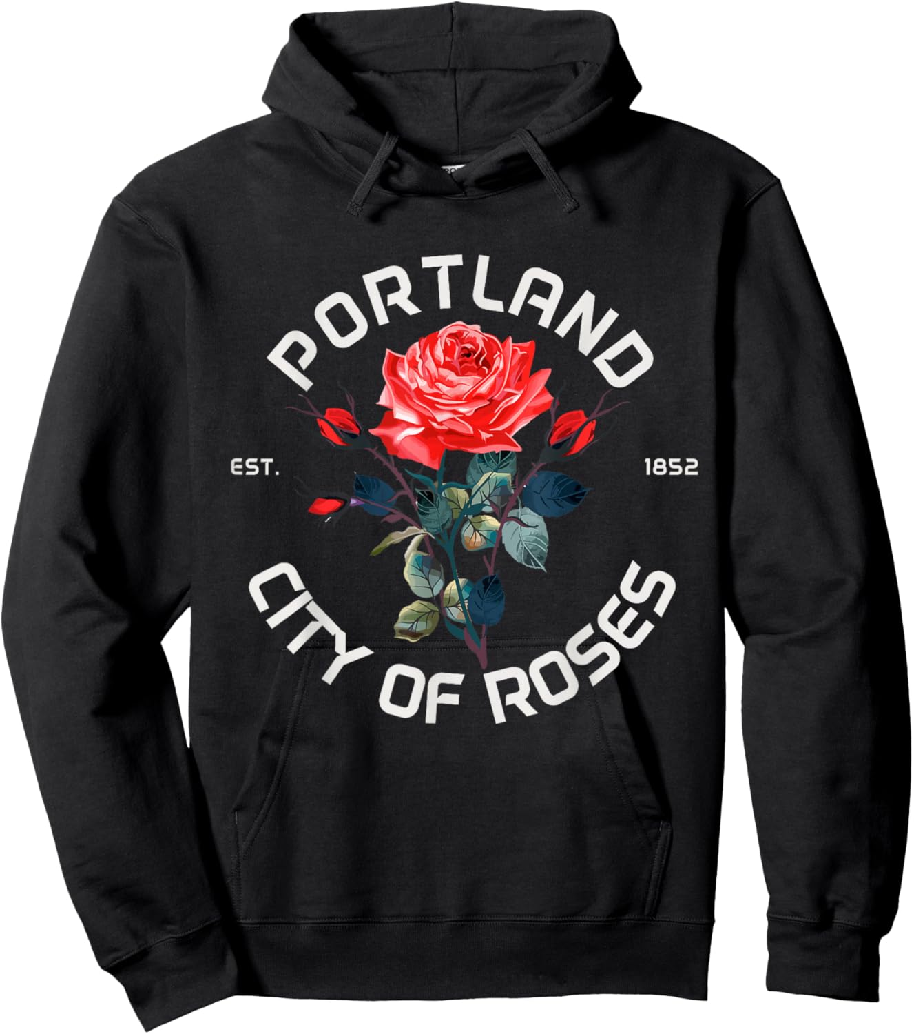 Portland Oregon Roses Pride Vintage Hoodie - Hoodie | Black