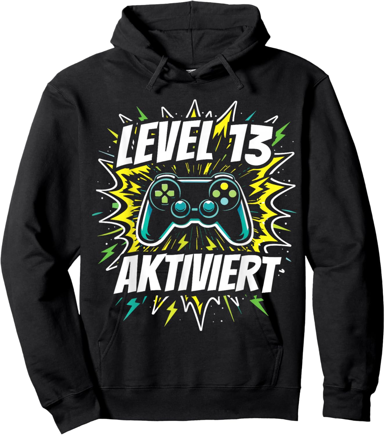 13. Geburtstag Jungen Video Gamer Level 13 Aktiviert Junge Hoodie - Hoodie | Black