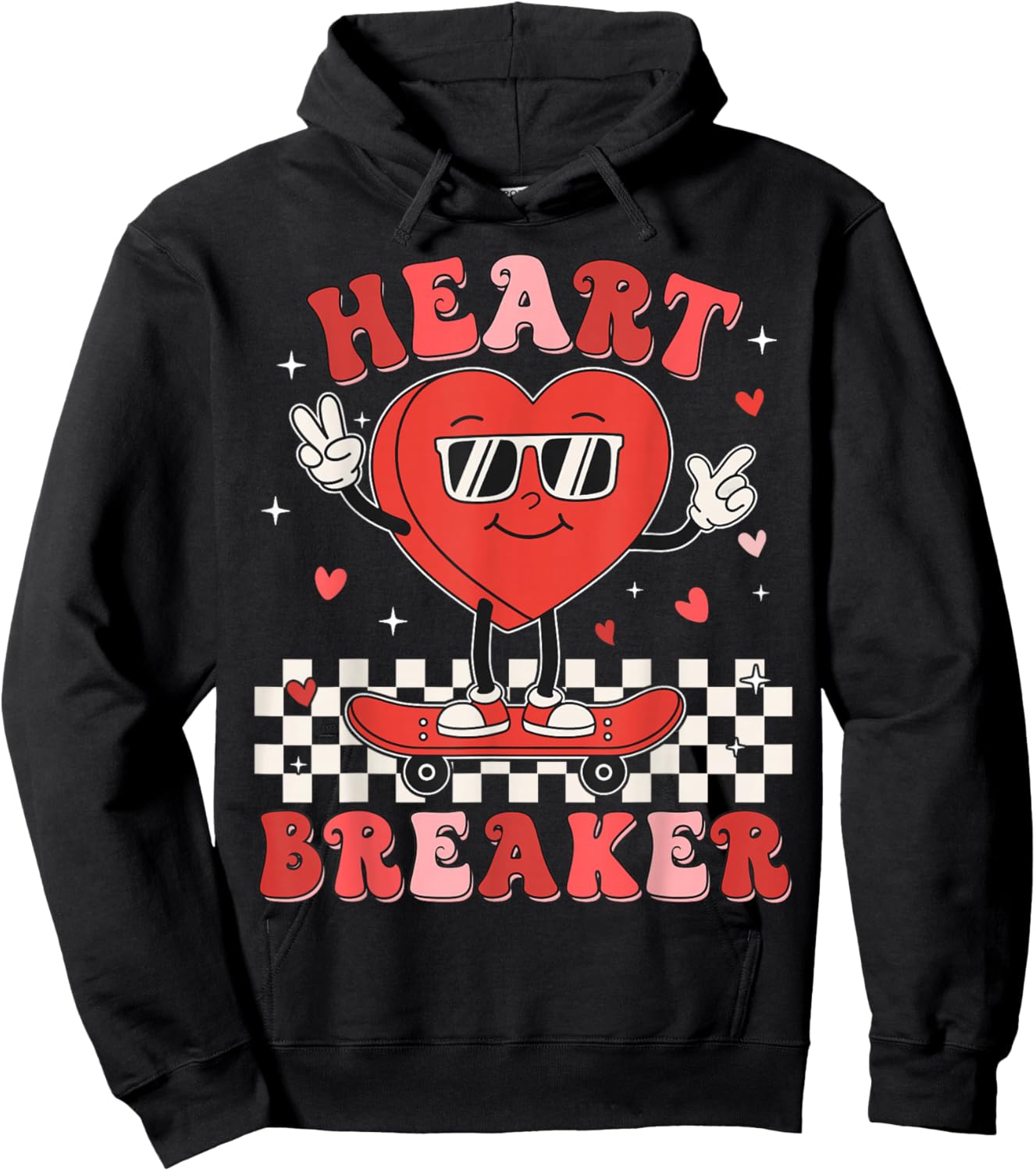 Cute Groovy Valentines Day Funny Valentine Kids Boy Toddler Hoodie - Hoodie | Black