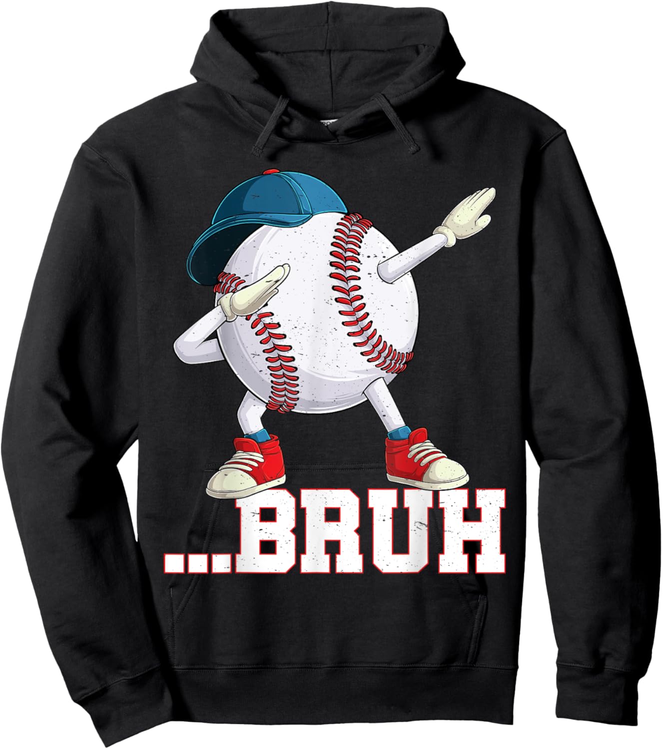 Bruh Funny Dabbing Baseball Players Gift Boys Girls Kids Hoodie - Hoodie | Black