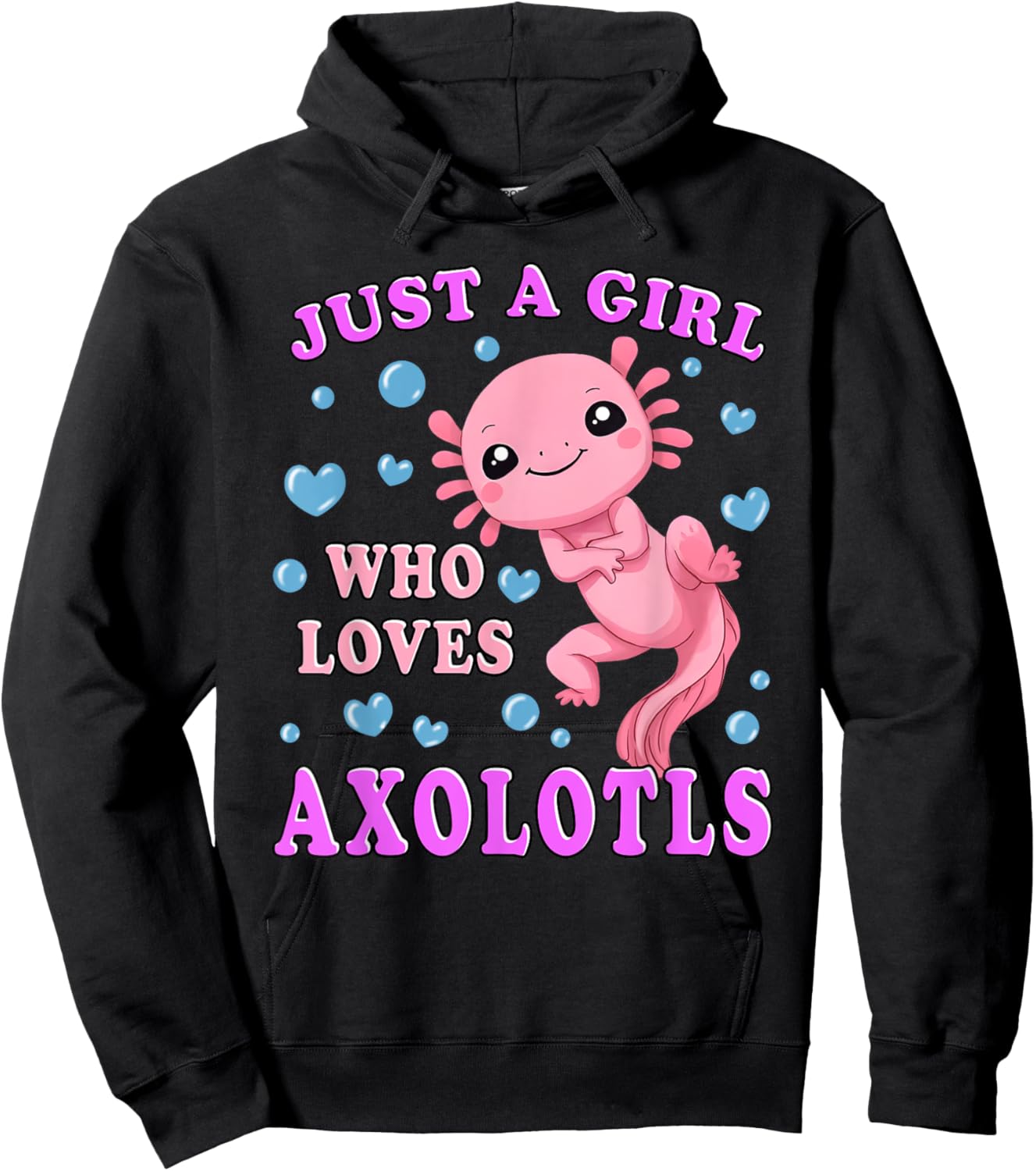 Axolotl Kawaii Cute Anime Axolotl for Teen Girls Kids Hoodie - Hoodie | Black