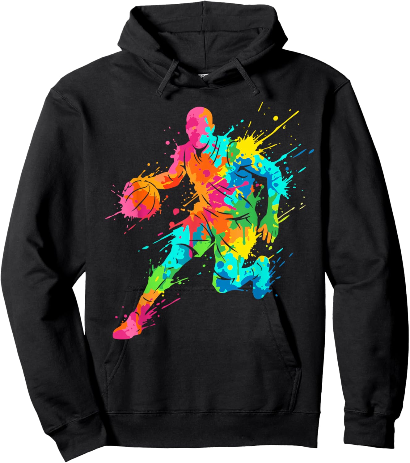 Retro Basketball Player Colorful Ball Colorful Hoodie - Hoodie | Black
