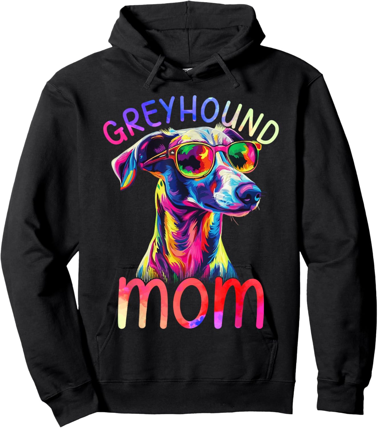 Greyhound Mom Colorful Pop Art Greyhound Hoodie - Hoodie | Black
