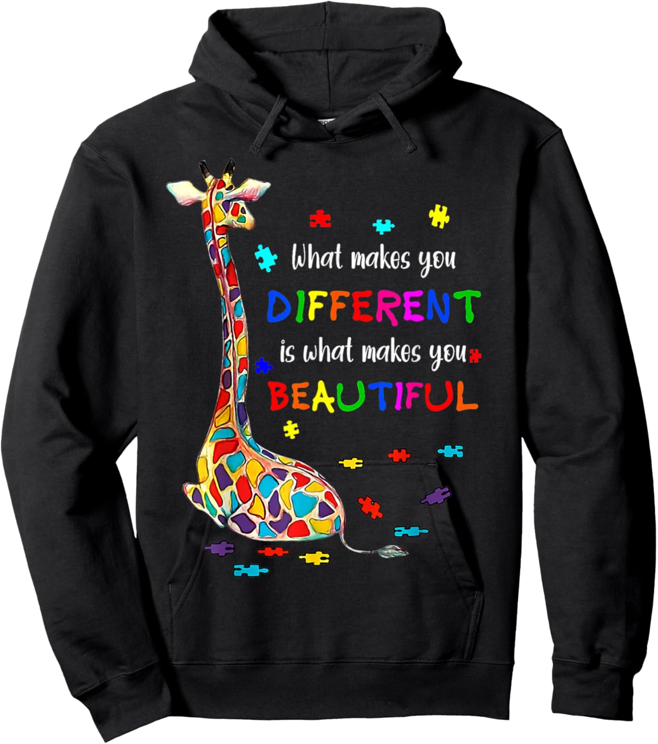 What Makes You Different Giraffe Mom Autism Child Awareness Hoodie - Hoodie | Black