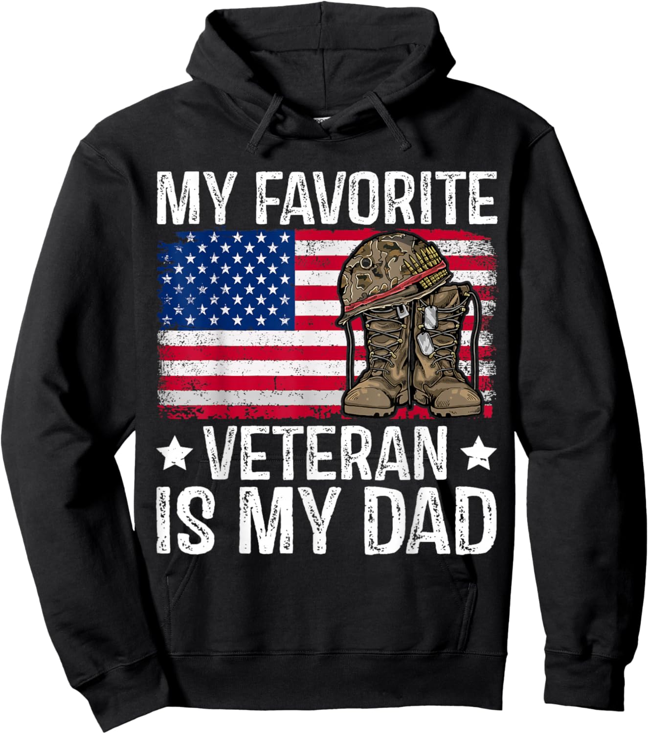 My Favorite Veteran is My Dad Army Military Veterans Day Hoodie - Hoodie | Black
