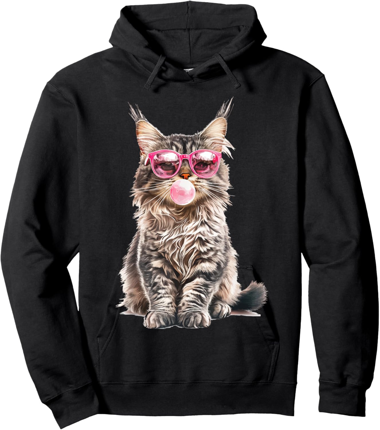 Maine Coon Cat Chewing Gum , black, S Hoodie - Hoodie | Black