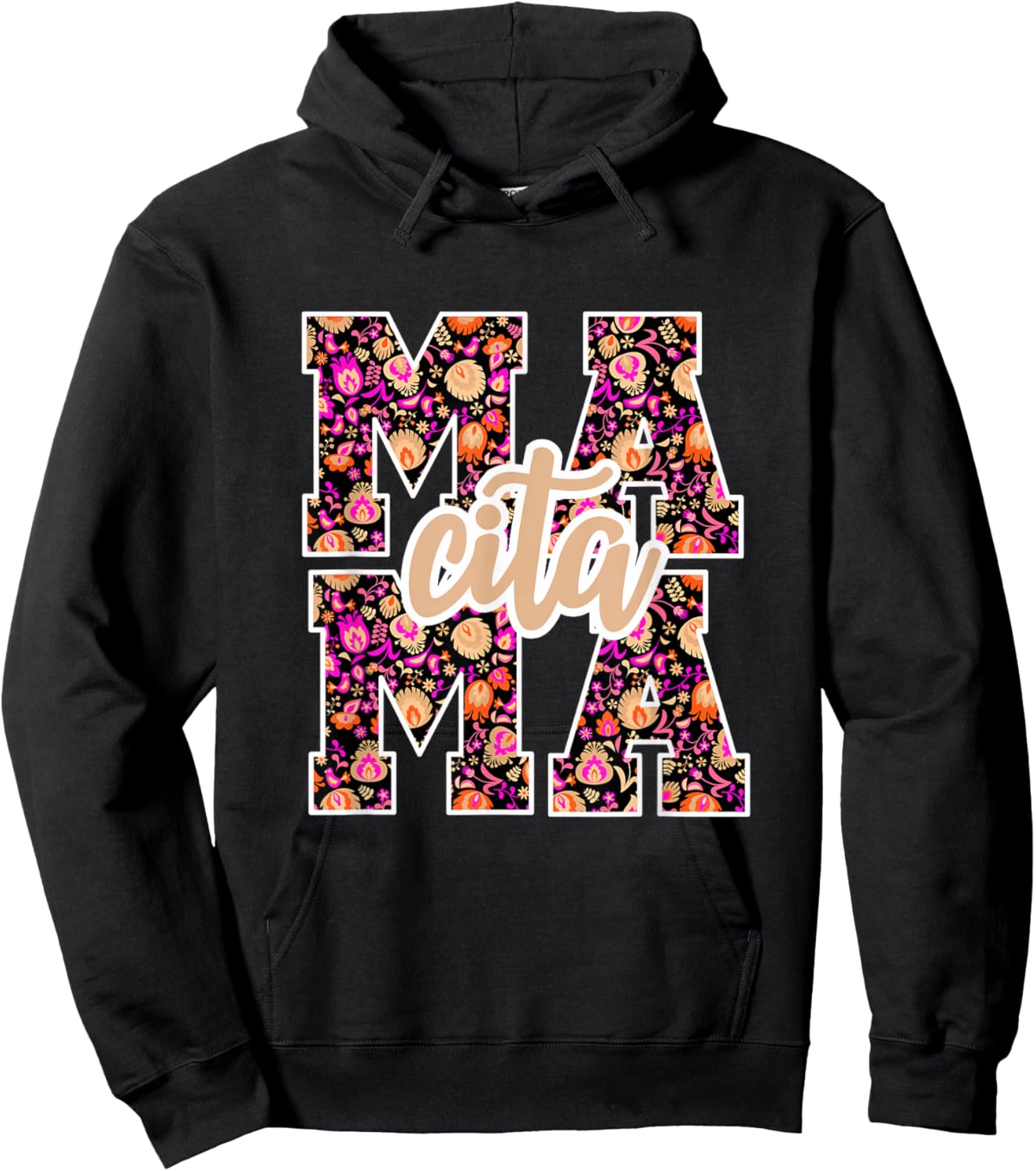 Mamacita Latina Women Modern Floral Aesthetic Hoodie - Hoodie | Black