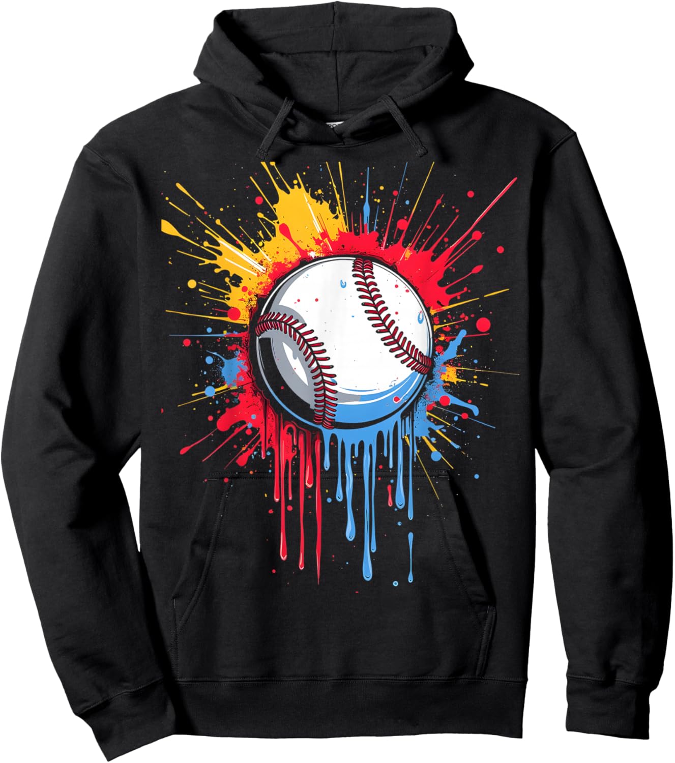 Baseball Drip Splash Boys Ice Cream Drip Youth Player Hoodie - Hoodie | Black