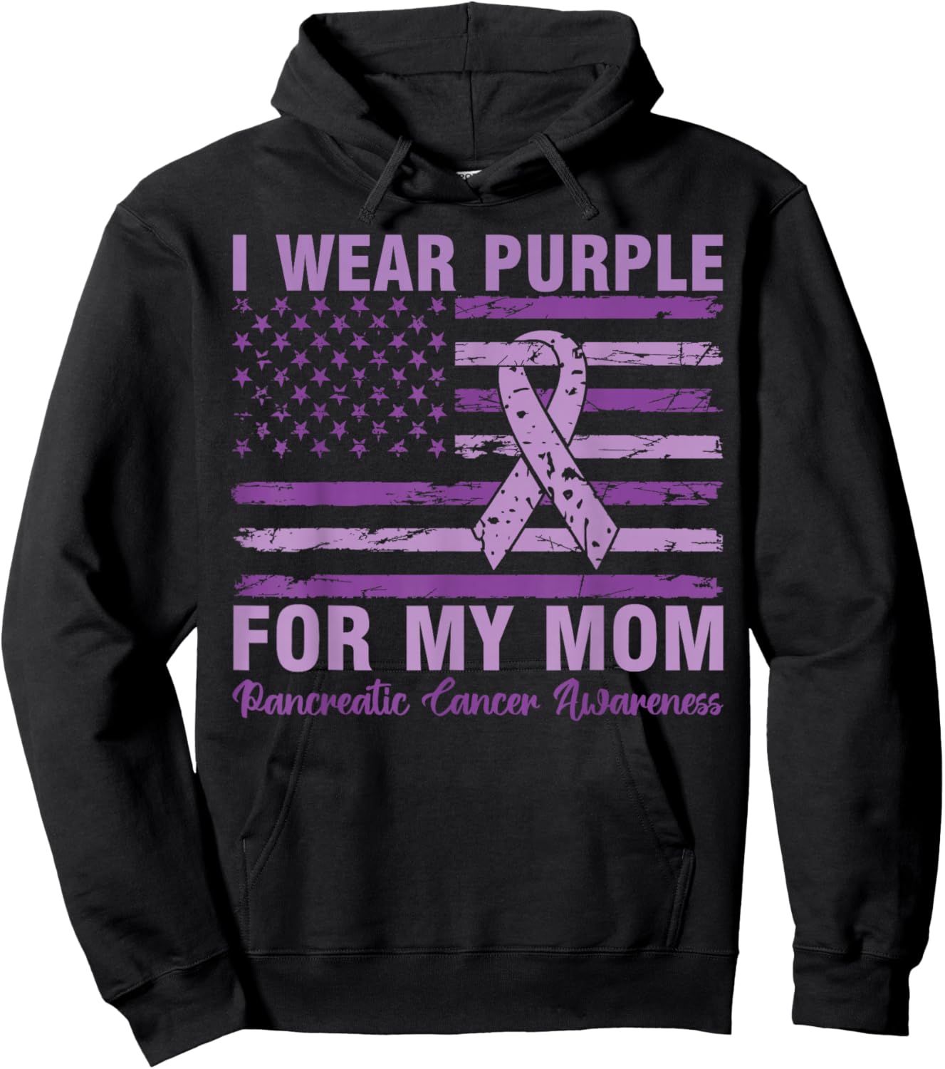 Pancreatic Cancer Awareness I Wear Purple For My Mom Hoodie - Hoodie | Black