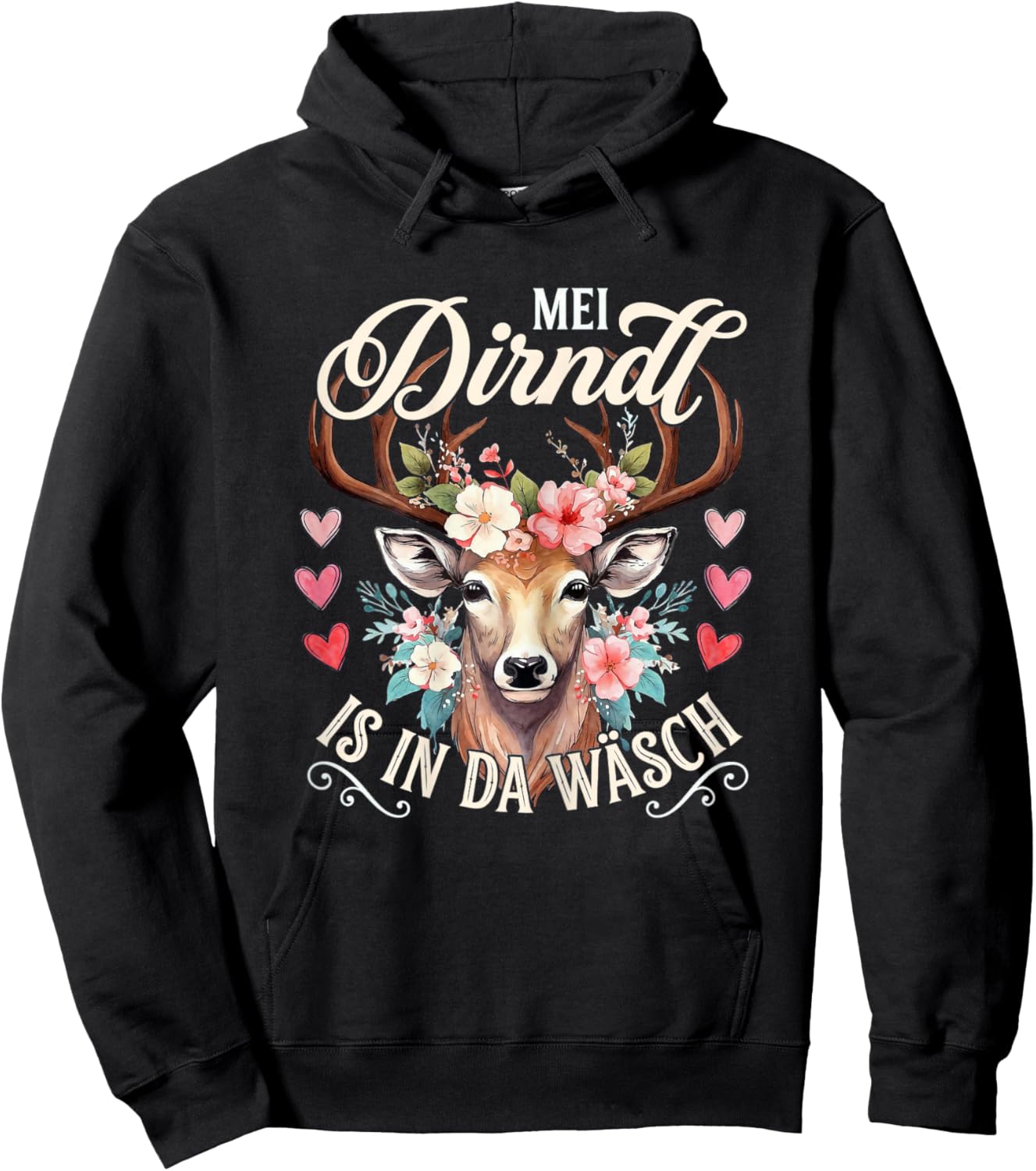 MEI Dirndl is in da Wäsch Trachtenshirt Damen Dirndl Tracht Hoodie - Hoodie | Black