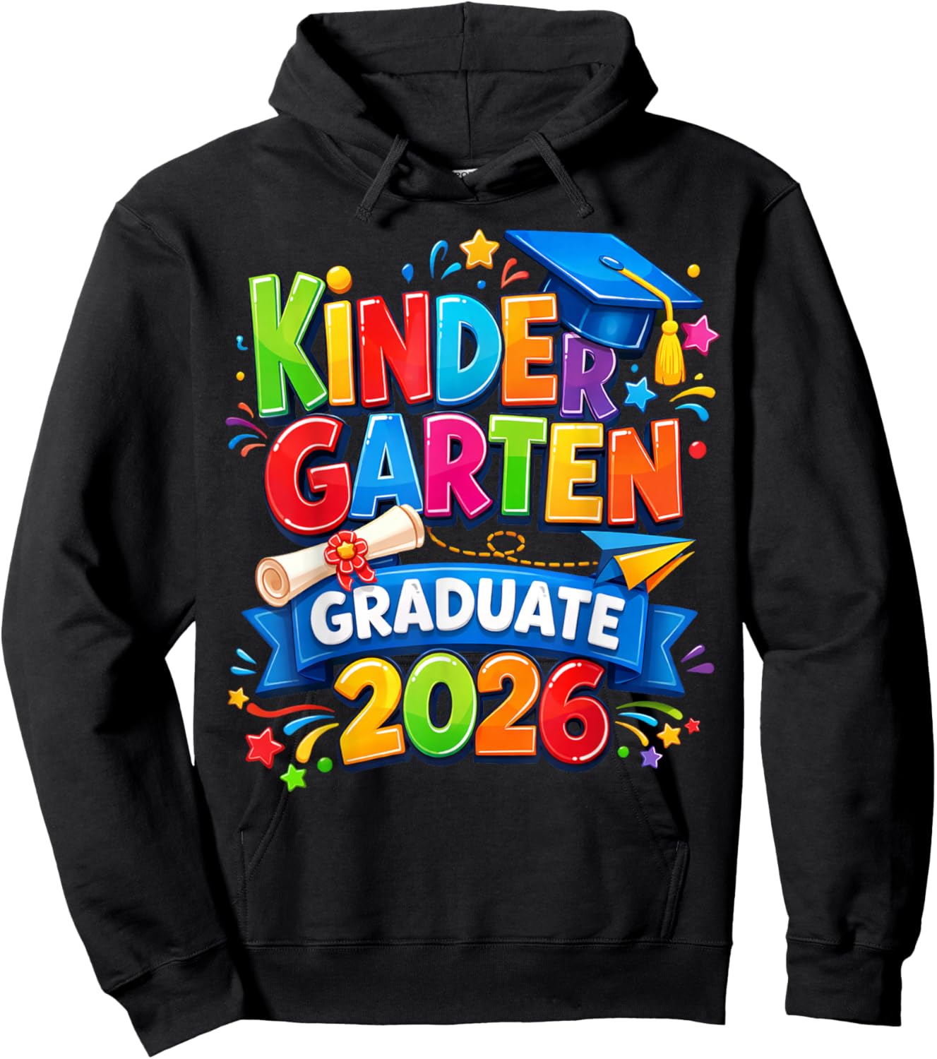 Kindergarten Graduation 2026 Funny Kids Graduate Boys Girls Hoodie - Hoodie | Black