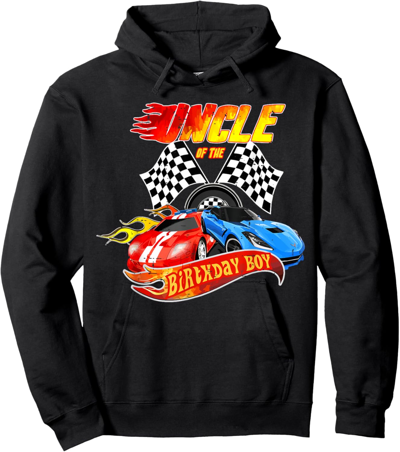 Uncle Of The Birthday Boy Race Car Birthday Party Racing Hoodie - Hoodie | Black