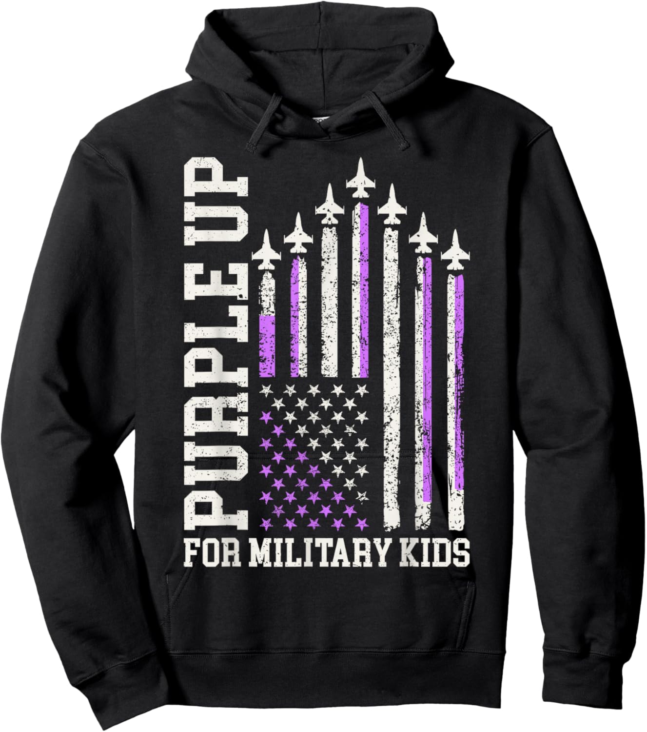 Purple Up for Military Kids Shirt Military Child Month Adult Hoodie - Hoodie | Black