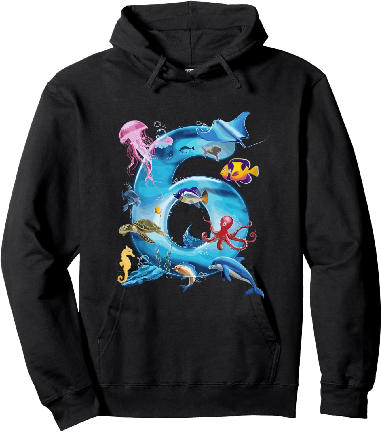 Sea Ocean Number 6rd Birthday Boys and Girls Hoodie - Hoodie | Black