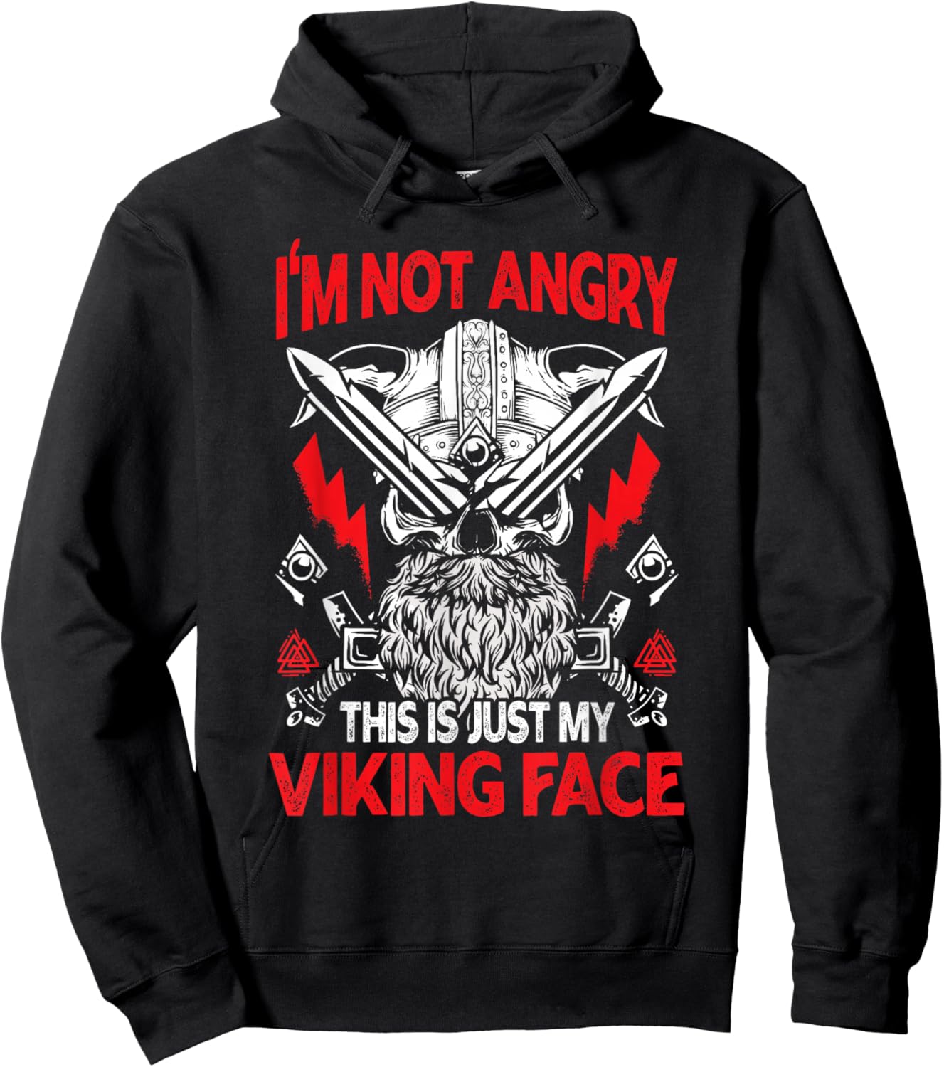 I'm Not Angry This is Just my Viking Face Valhalla Viking Hoodie - Hoodie | Black