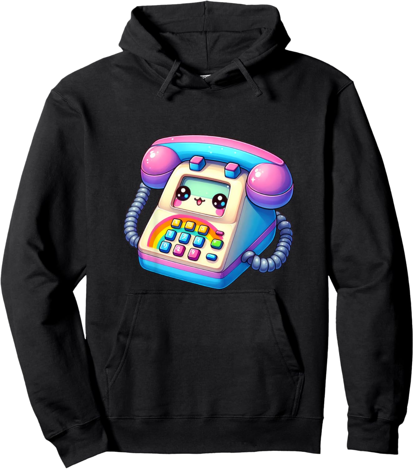 Kids Telephone Kawaii 90's Retro For Kids Boys Girls Hoodie - Hoodie | Black