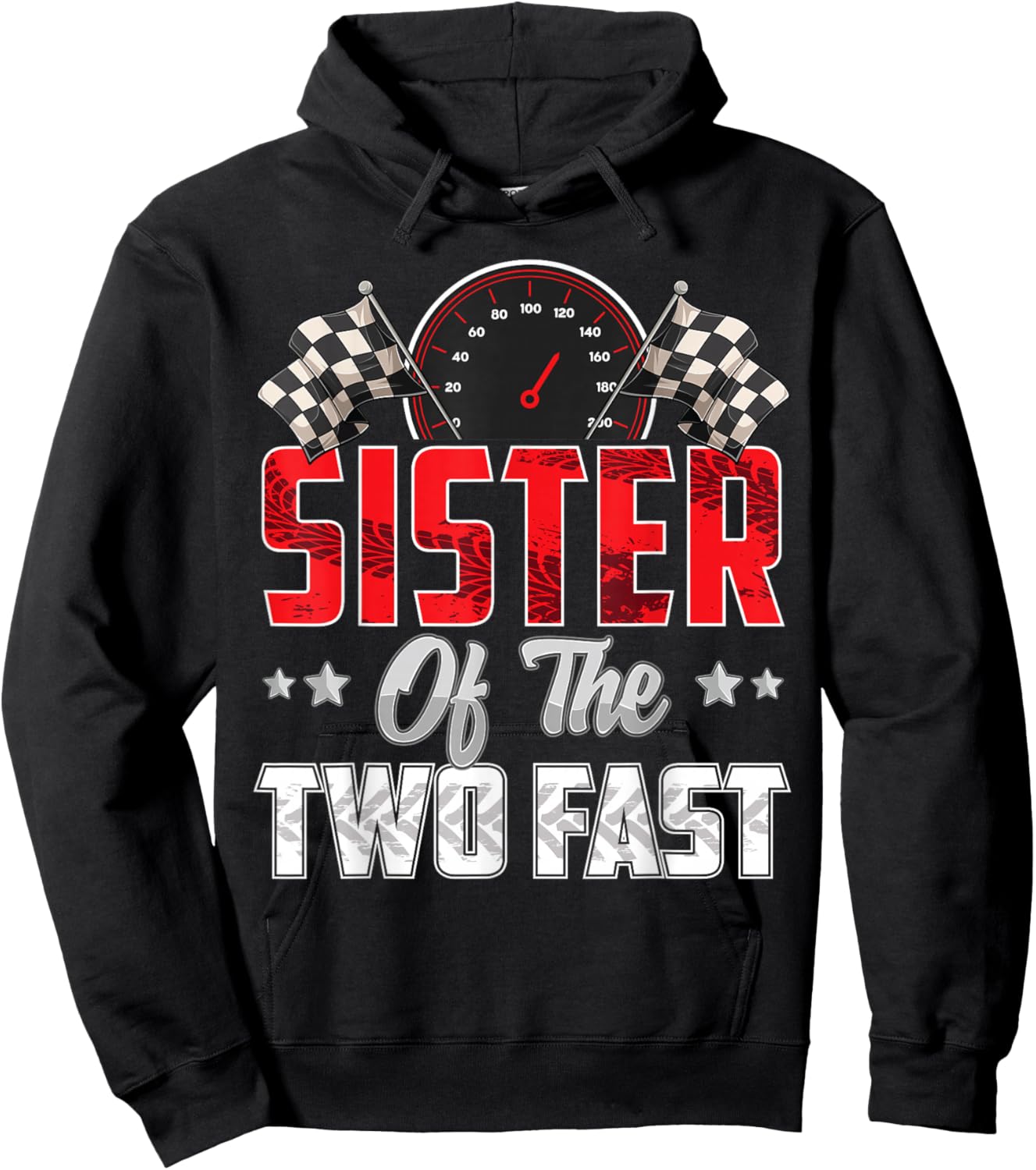 2 year old racing car two fast birthday 2nd Family Sister Hoodie - Hoodie | Black
