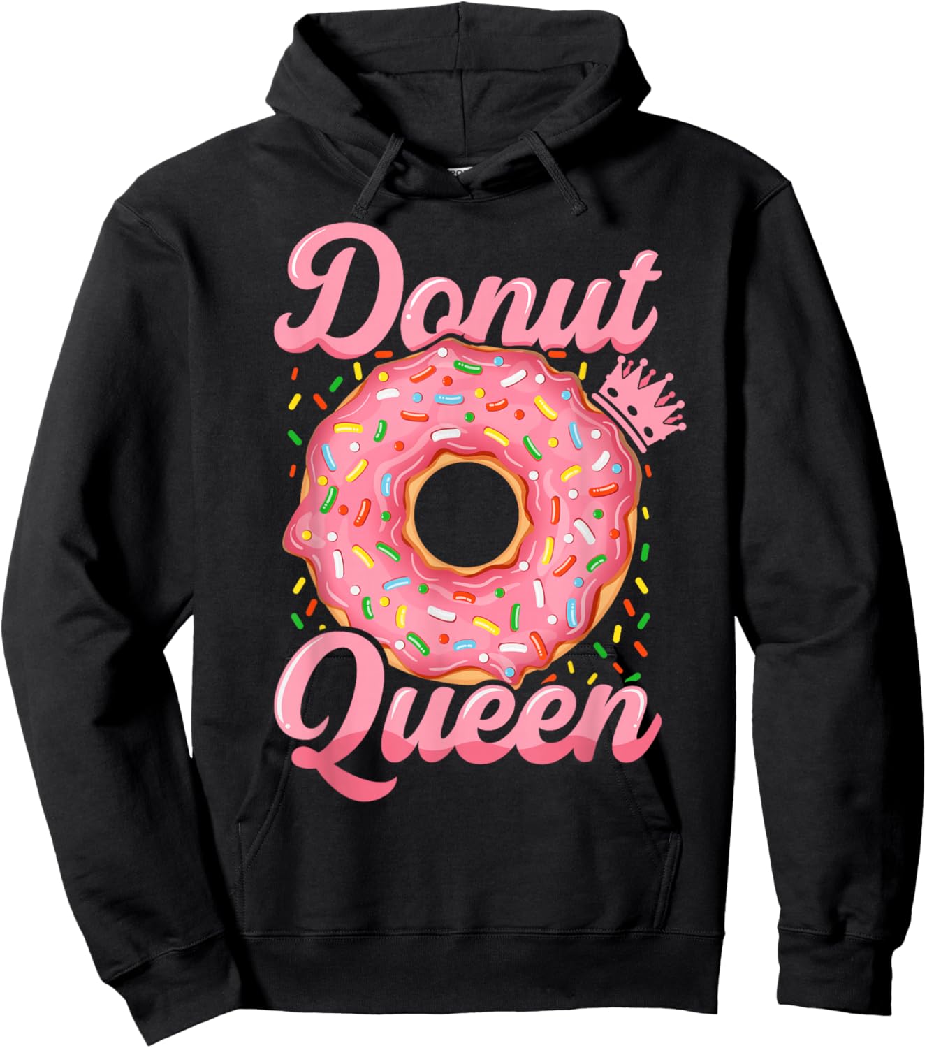 Donut lover funny donut queen with sprinkles donut design Hoodie - Hoodie | Black