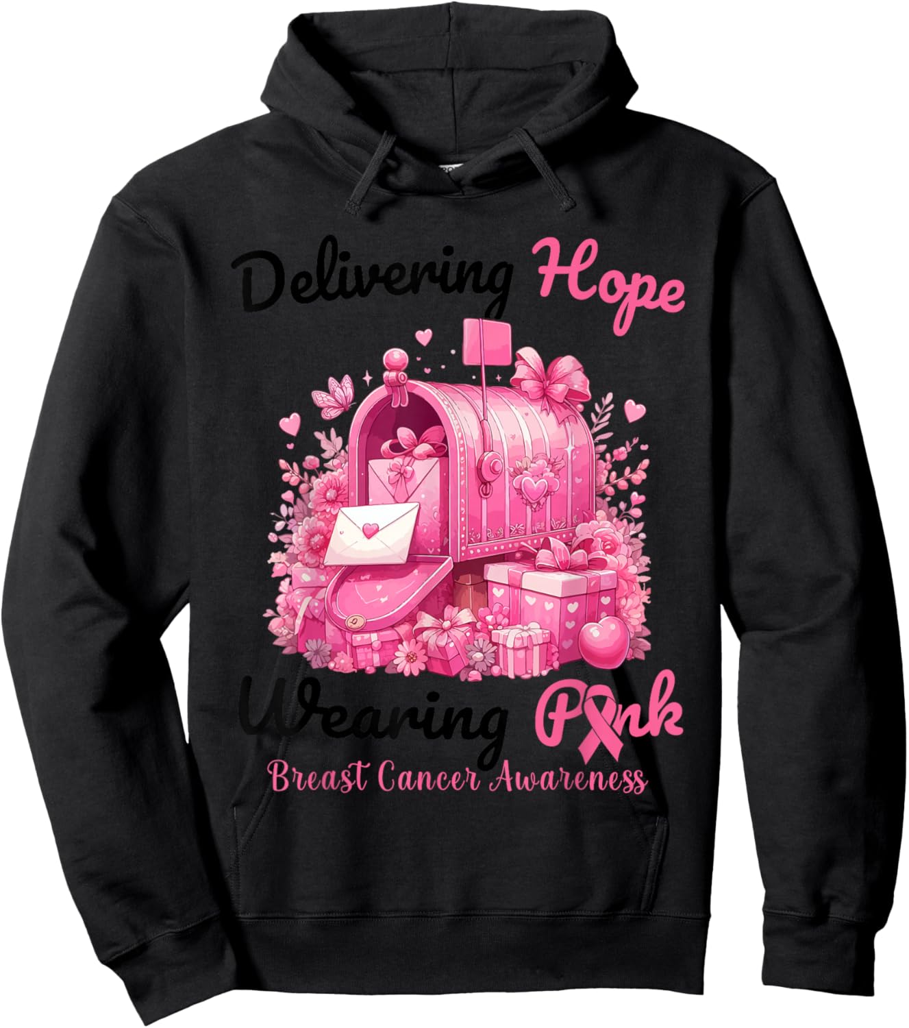 Postal Carrier Breast Cancer Awareness October We Wear Pink Hoodie - Hoodie | Black