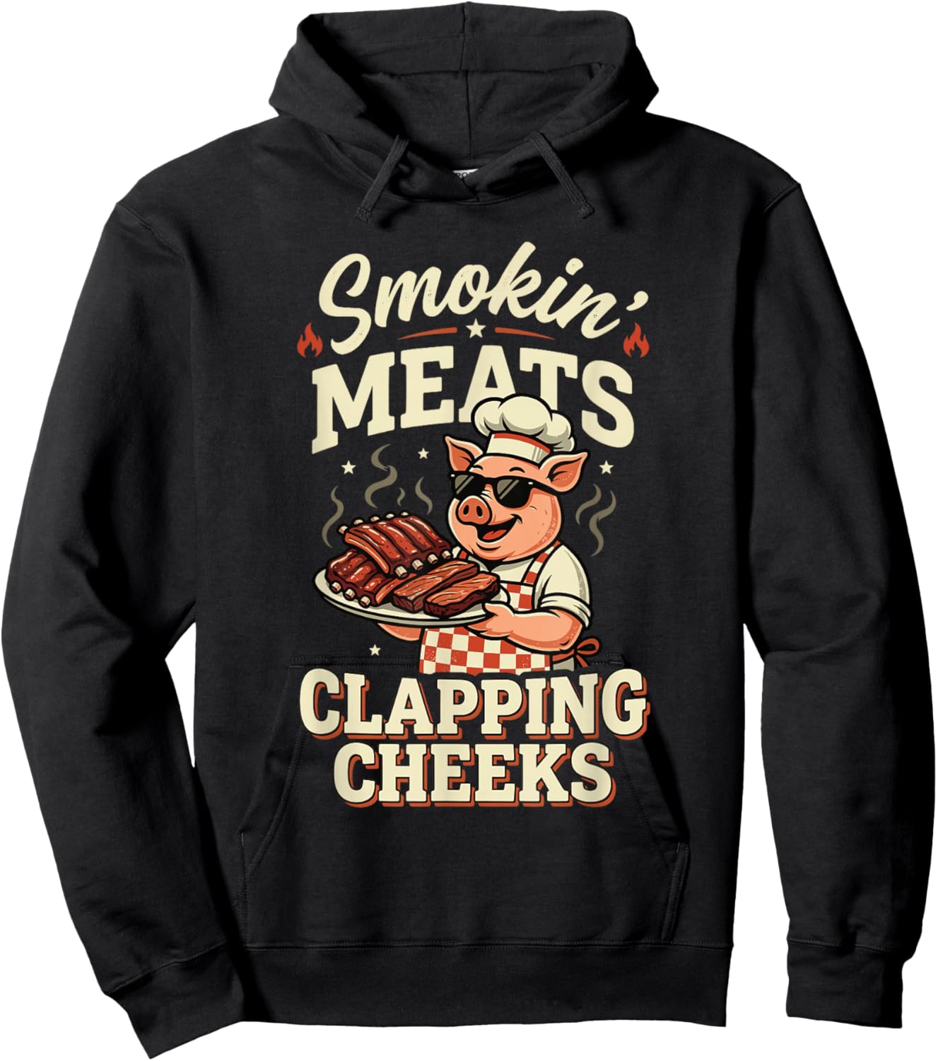 BBQ Smokin Meats and Clapping Cheeks Funny Pig Men Hoodie - Hoodie | Black