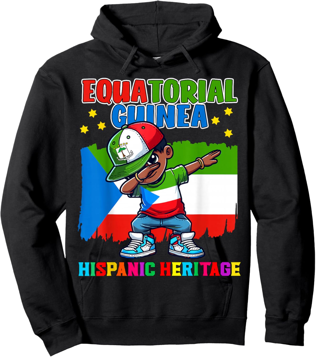 Equatorial Guinea Dabbing Kid Hispanic Heritage Celebration Hoodie - Hoodie | Black