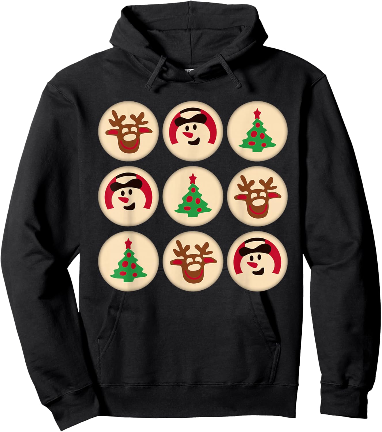 Christmas Cute Sugar Cookie Christmas Tree Snowman Reindeer Hoodie - Hoodie | Black