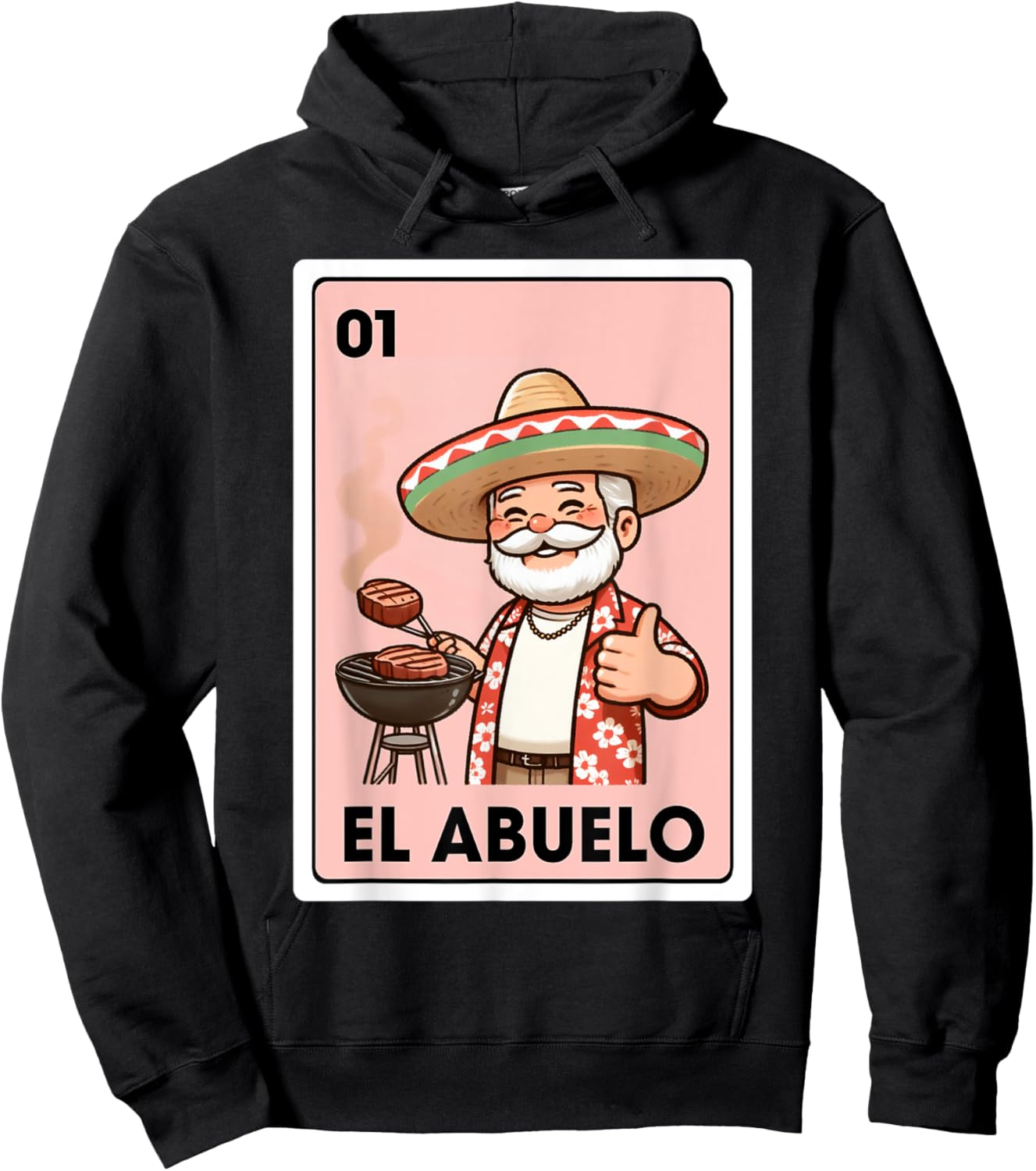 El Abuelo Grilling Grandpa Mexican Bingo Card Hoodie - Hoodie | Black