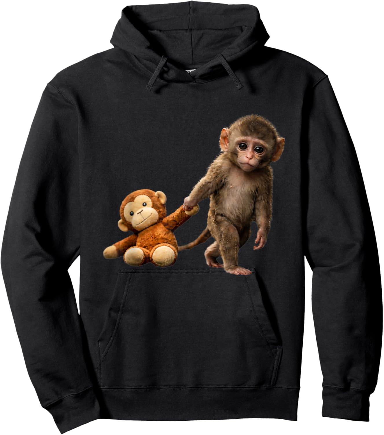 Baby Monkey Punch Plush Cute Monkey Japan Zoo Punch Monkey Hoodie - Hoodie | Black